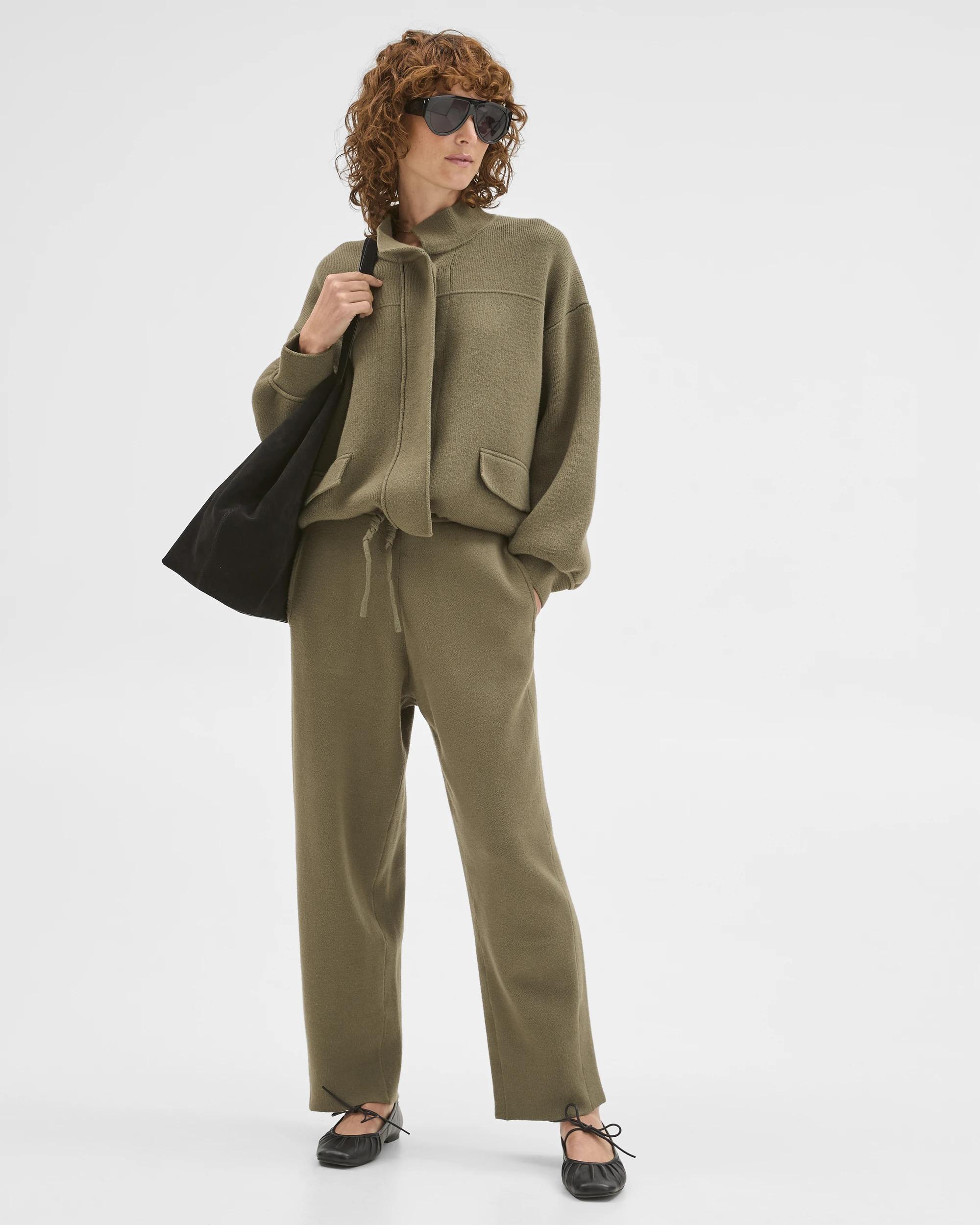 1 Target Woman Clean Knit Barrel Leg Pants DUSTY OLIVE, 1 of 5