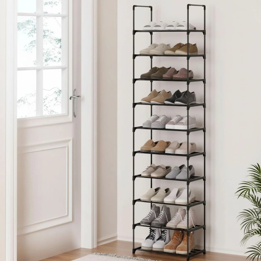 1 Artiss Shoe Rack Diy Stackable 10-tier Entryway Closet Organizer Space Saving Sturdy Easy Assembly Bedside Table - Black, 1 of 8