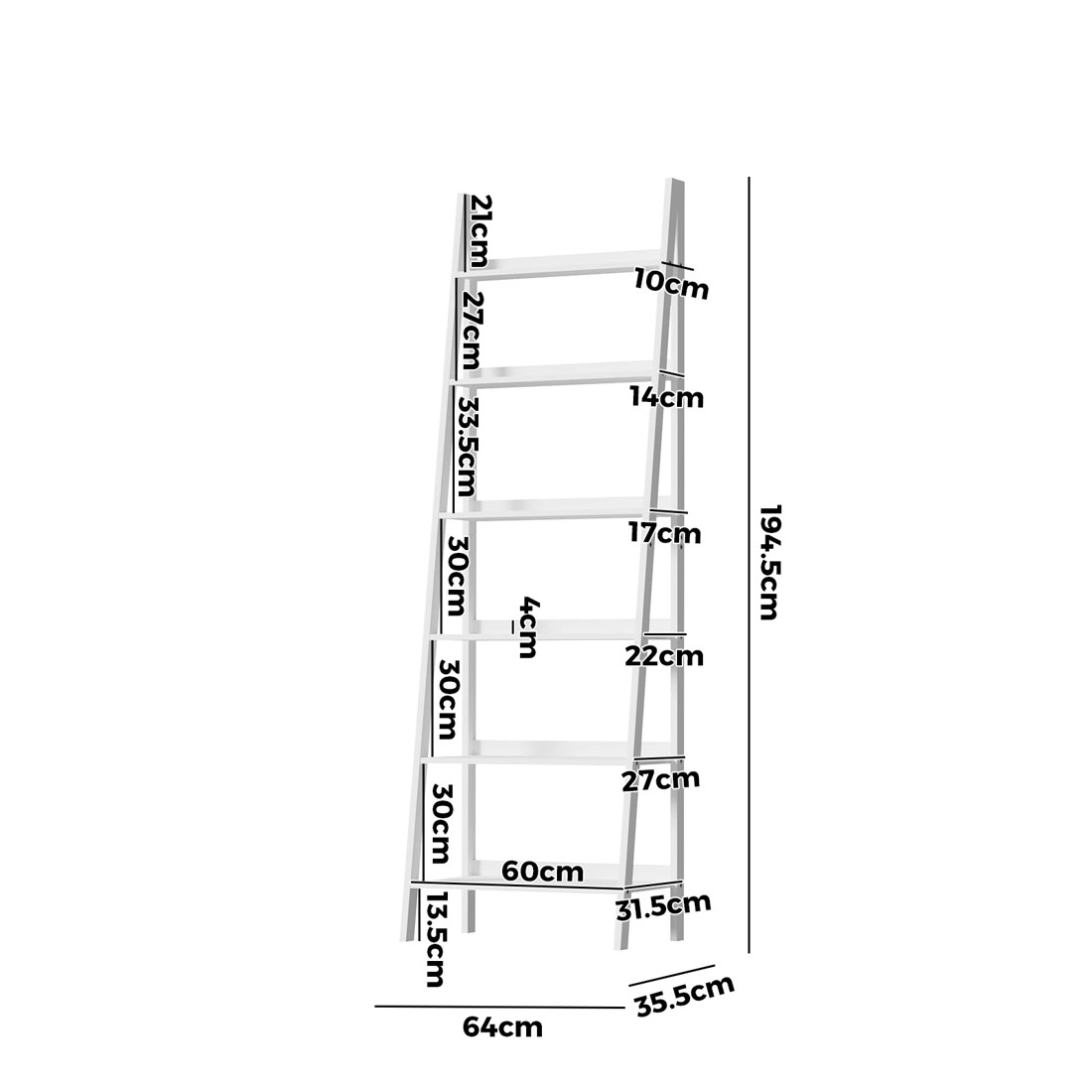 7 Oikiture Bookshelf 6 Tier Corner Ladder Shelf Home Storage Display Rack
 - White, 7 of 9