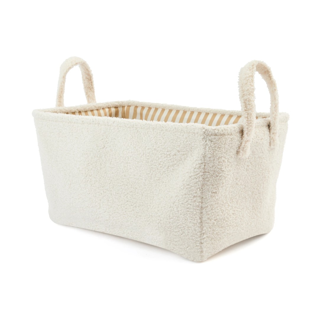 1 Rectangle Boucle Basket with Stripe Liner - White, 1 of 7