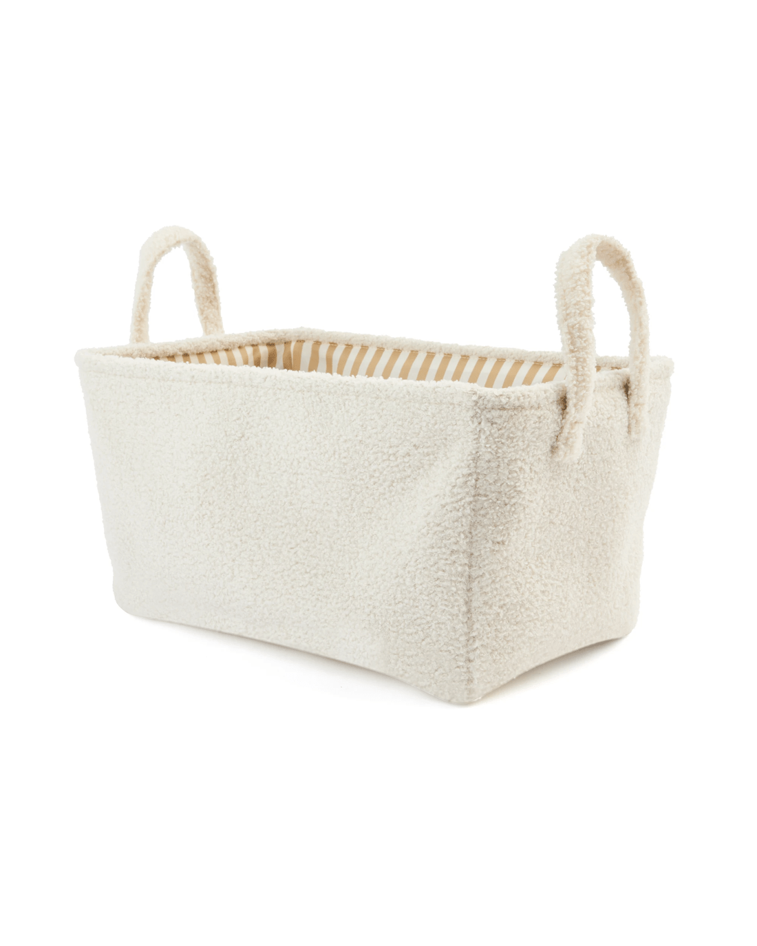 1 Rectangle Boucle Basket with Stripe Liner - White, 1 of 7