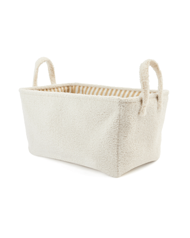 Rectangle Boucle Basket with Stripe Liner - W