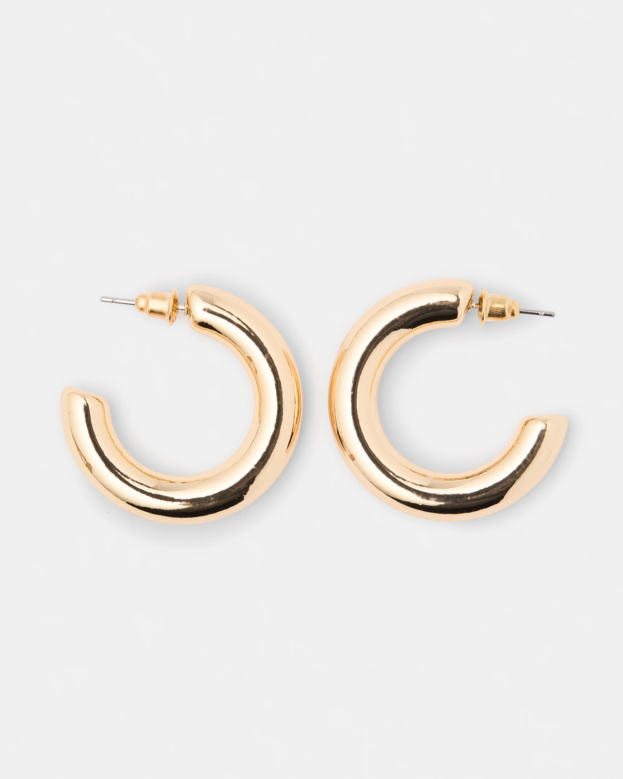 2 Plain Hoop Earrings - Gold Tone, 2 of 5