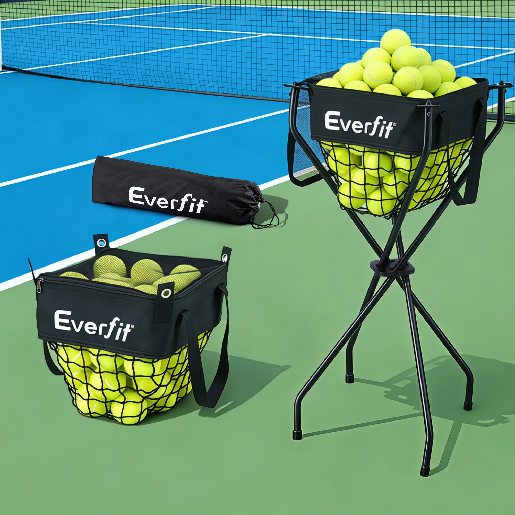 9 Everfit Portable Ball Cart Foldable Pickleball Tennis Baseball Softball - Black, 9 of 9