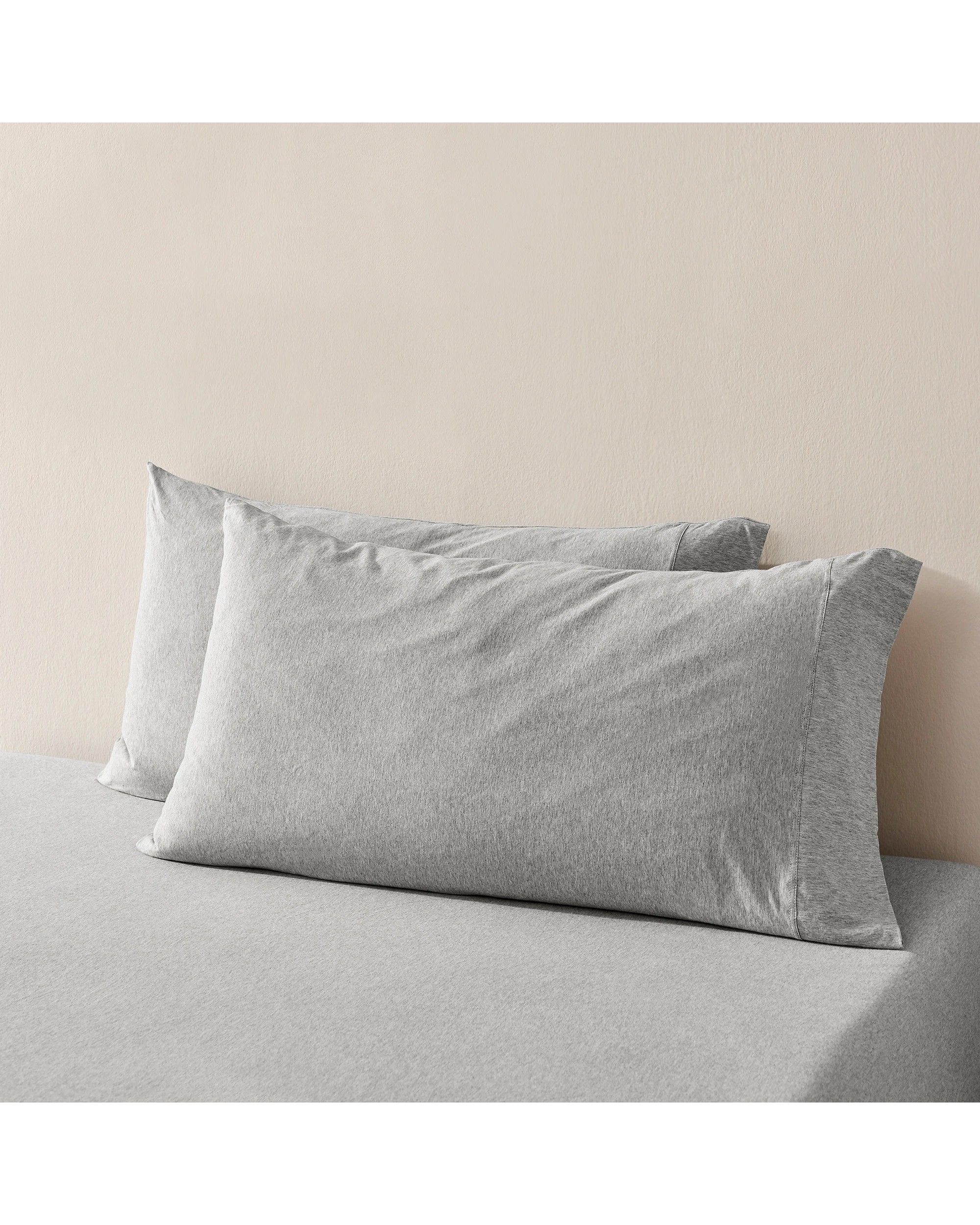 1 Dreamaker Jersey Luxe 100% Cotton King Pillowcase Twin Pack - Silver Grey, 1 of 5