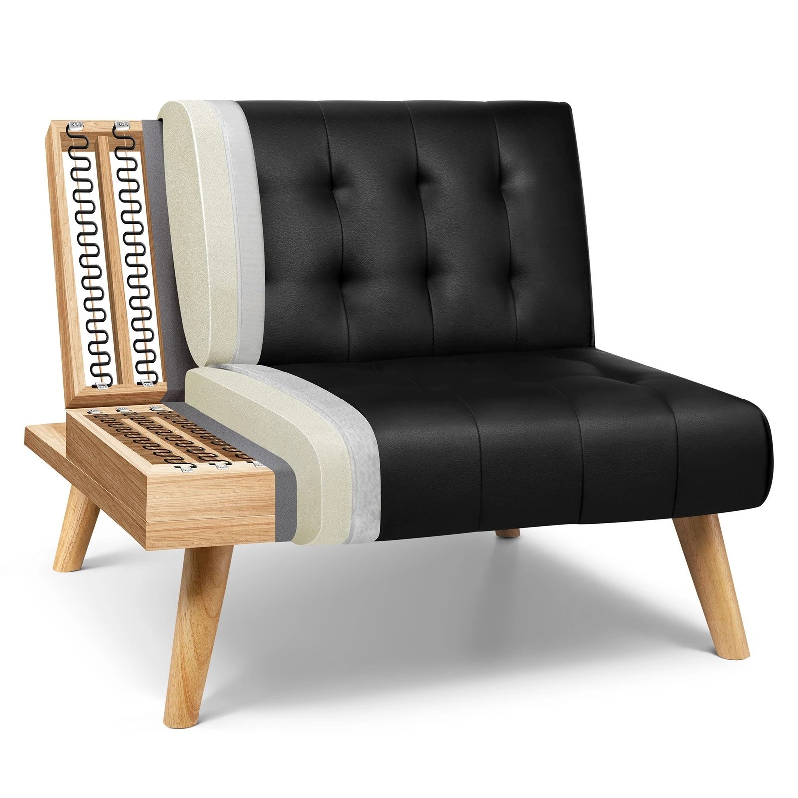 4 Alfordson Sofa Bed Lounge Chair Couch Single Seater Recliner Leather - Black, 4 of 10