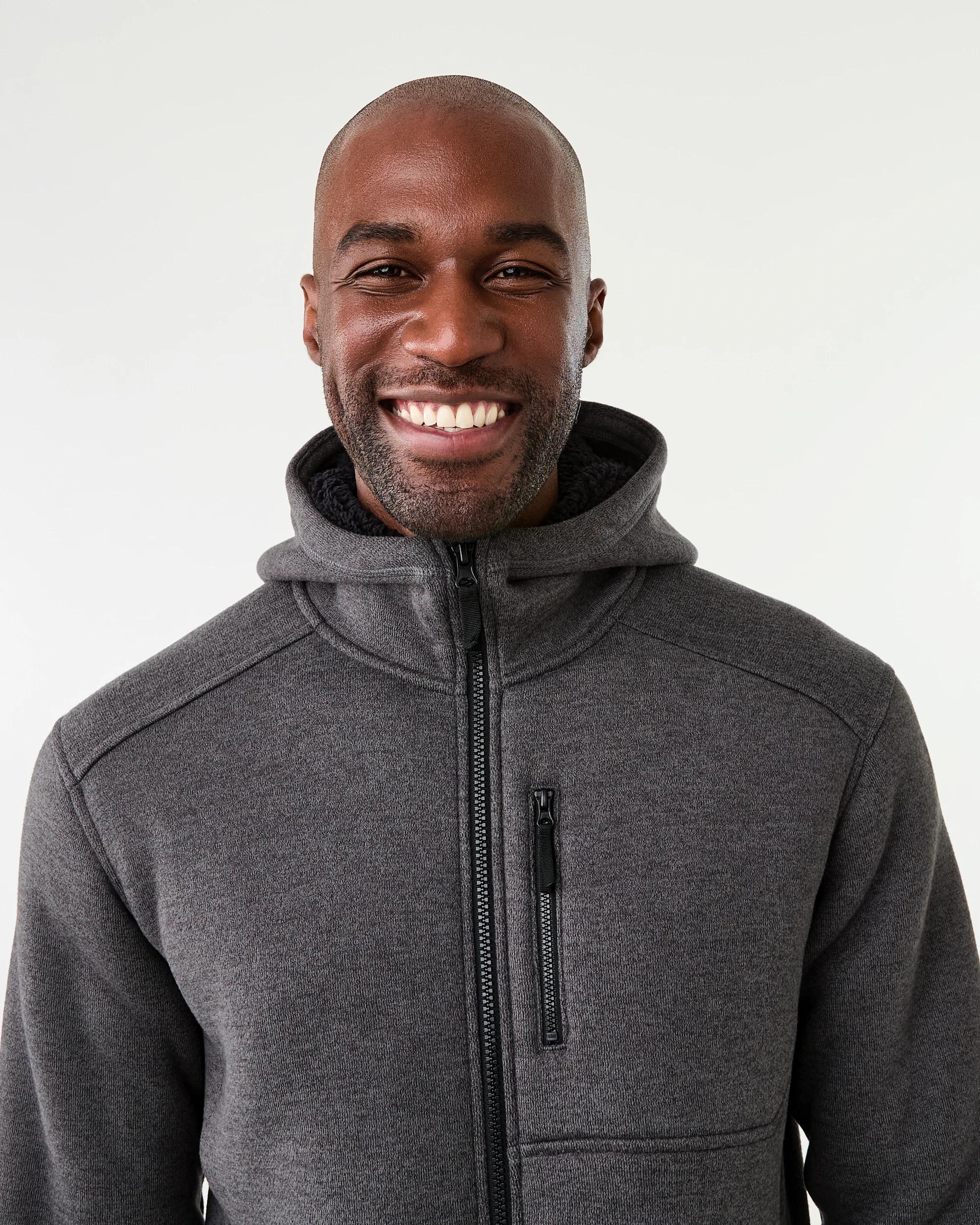 5 Active Mens Knit Sherpa Jacket Char Marle, 5 of 8