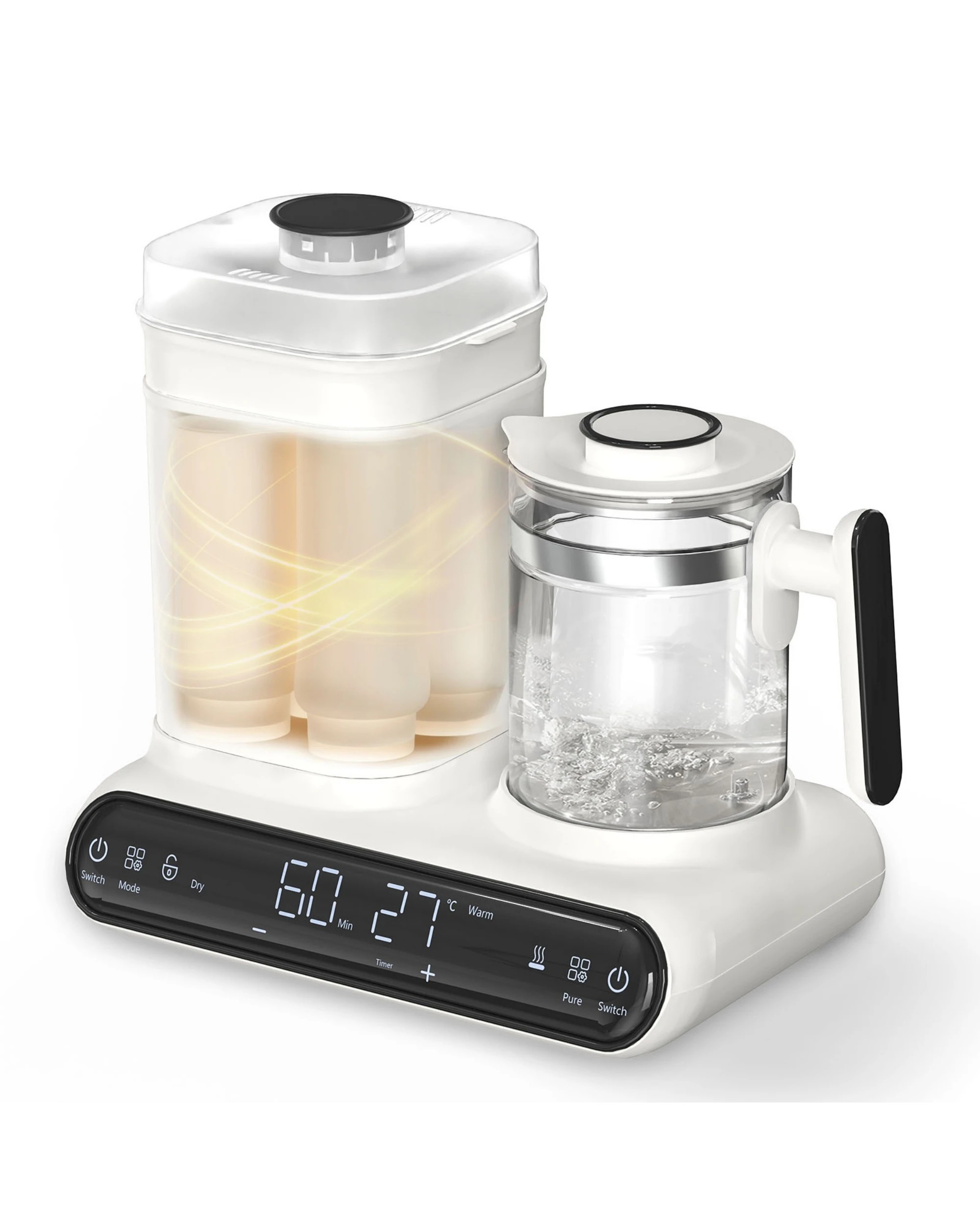 1 Advwin 10 In 1 Baby Water Kettle For Formula, Baby Bottle Warmer, Steamer& Dryer, Breastmilk Warmer Glass Water Boiler, 1 of 7