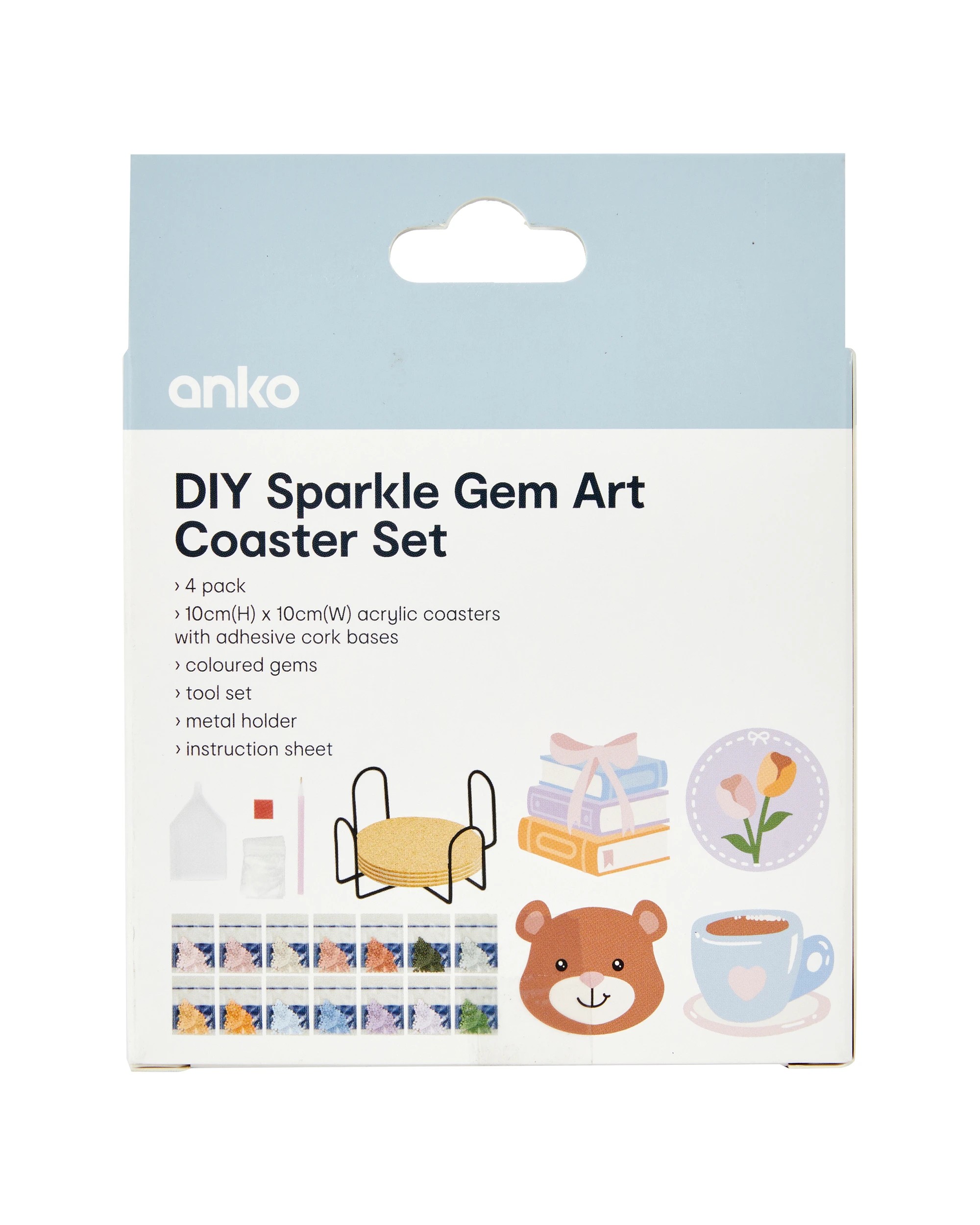 3 DIY Sparkle Gem Art Coaster Set - Book Nook, 3 of 3