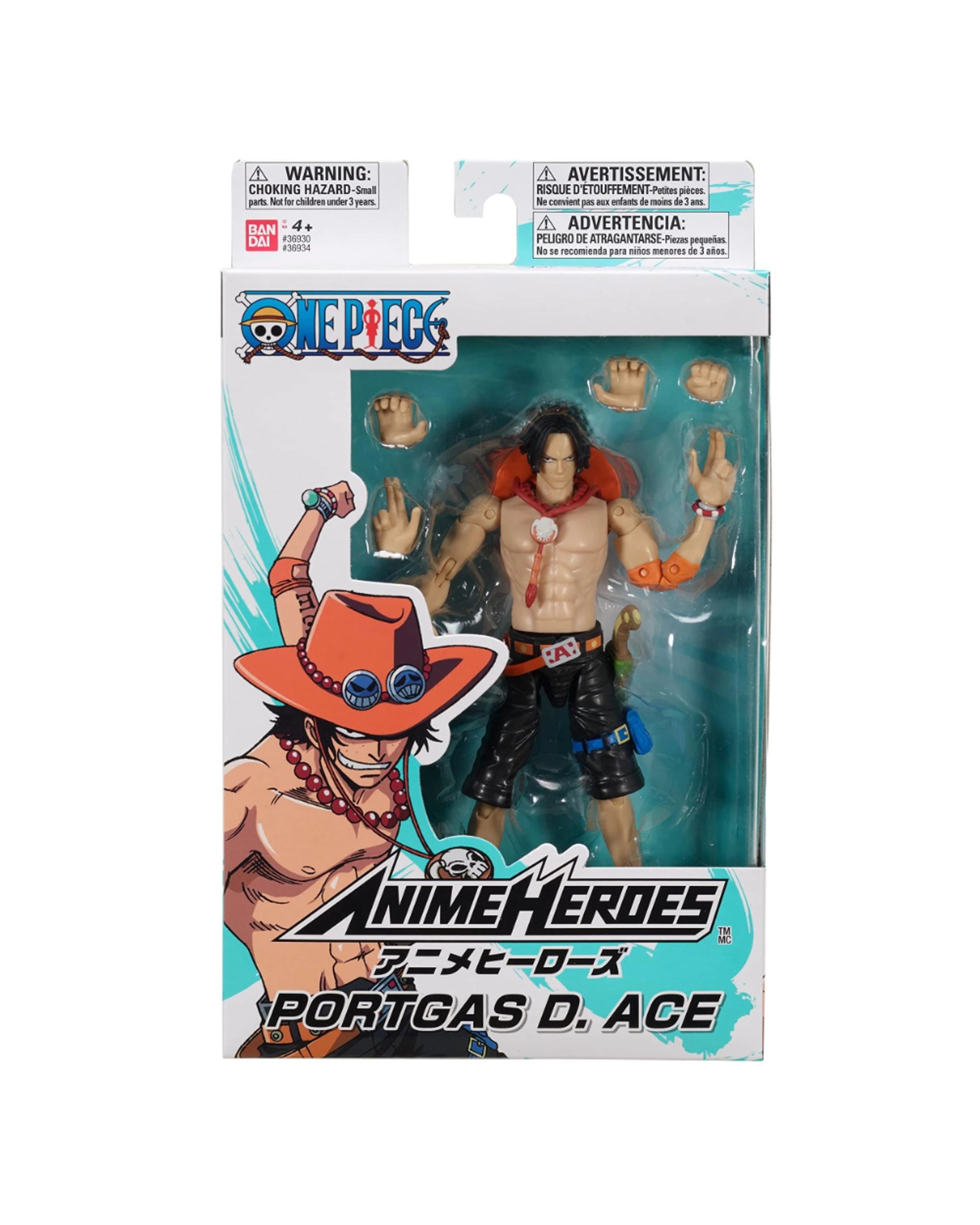 1 Bandai One Piece Anime Heroes Portgas D Ace Figure, 1 of 2