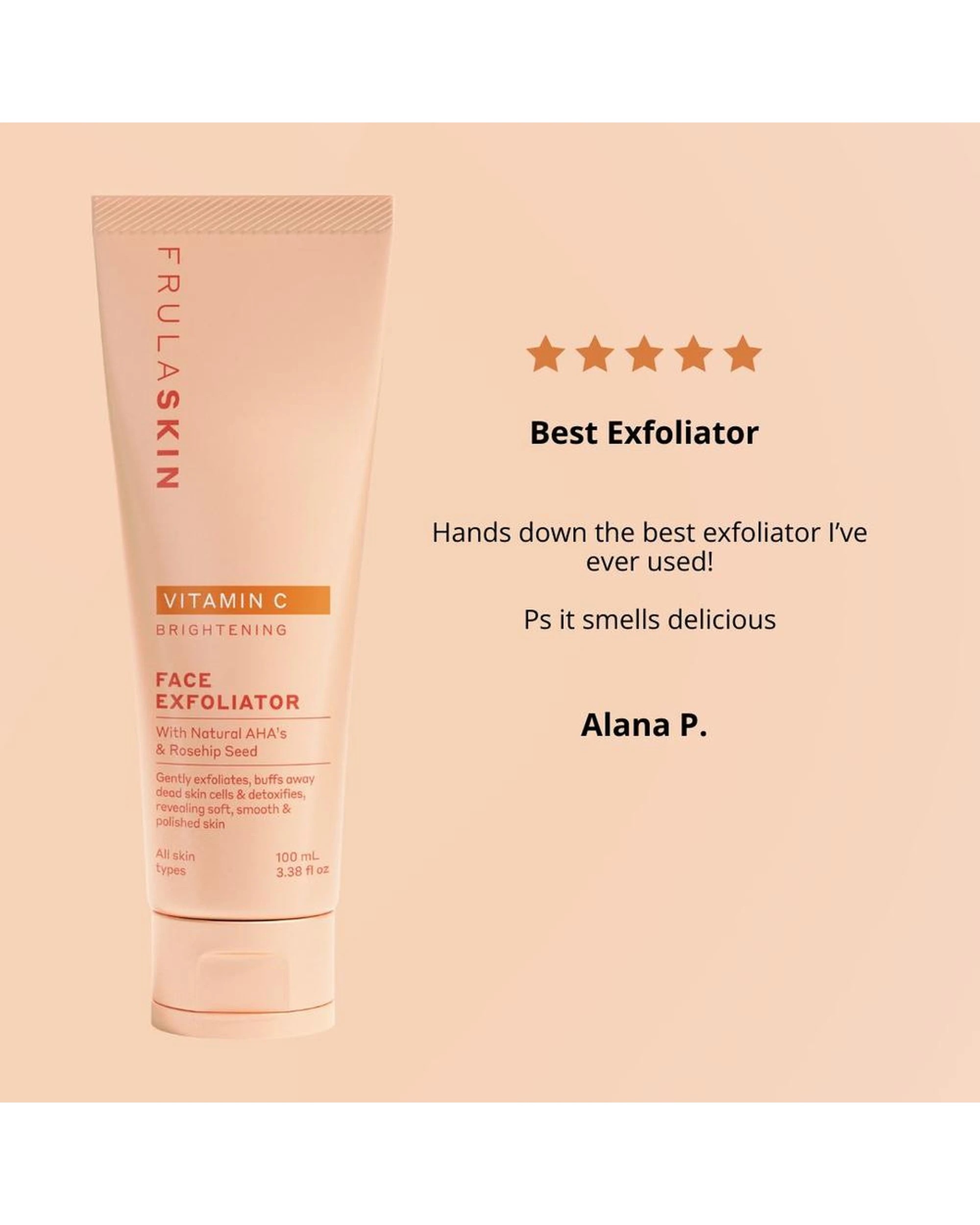 4 3 x Frula Skin Vitamin C Brightening Face Exfoliator with AHAs & Jojoba Oil 100mL, 4 of 7