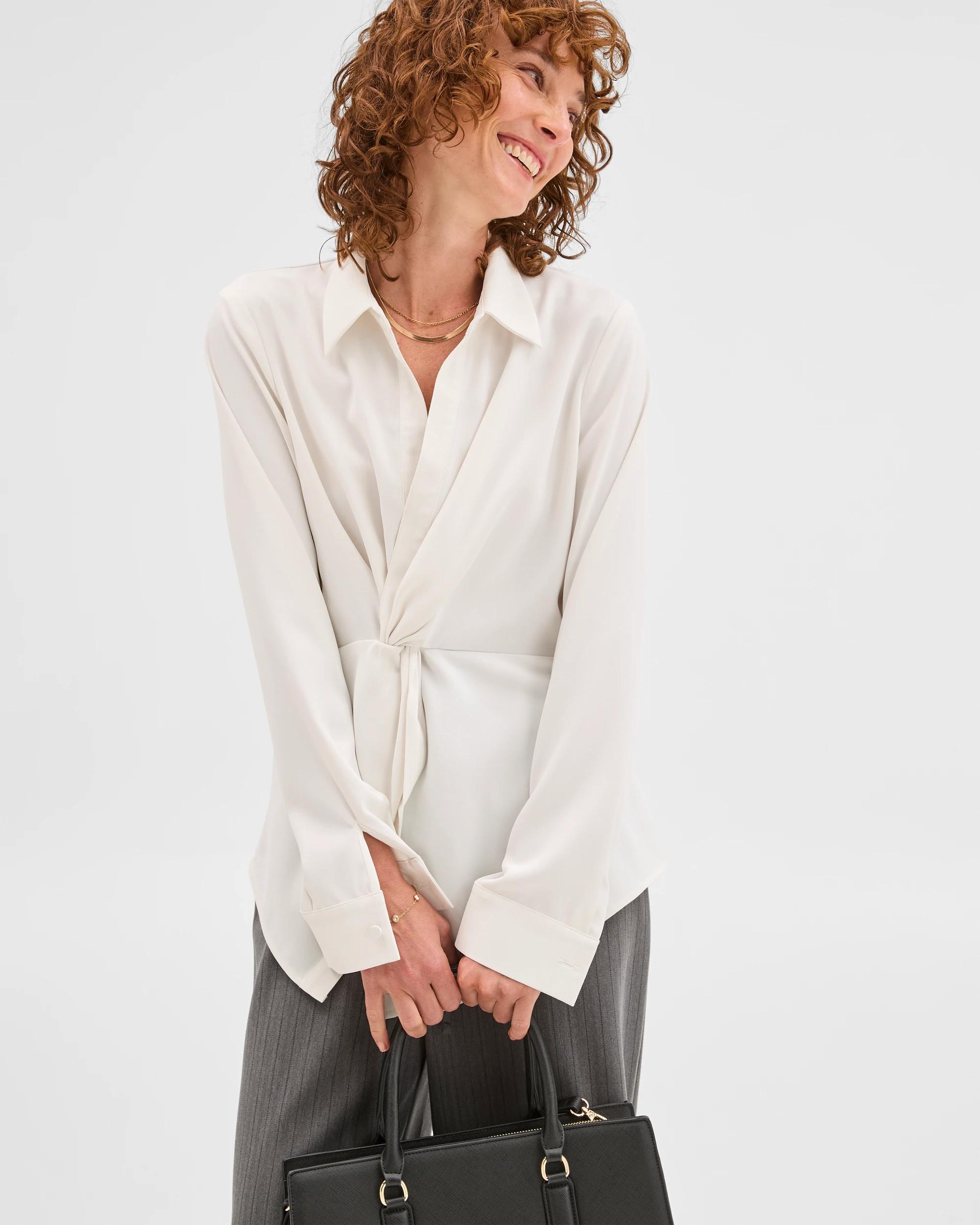 3 Preview Gathered Front Shirt CLOUD DANCER, 3 of 5