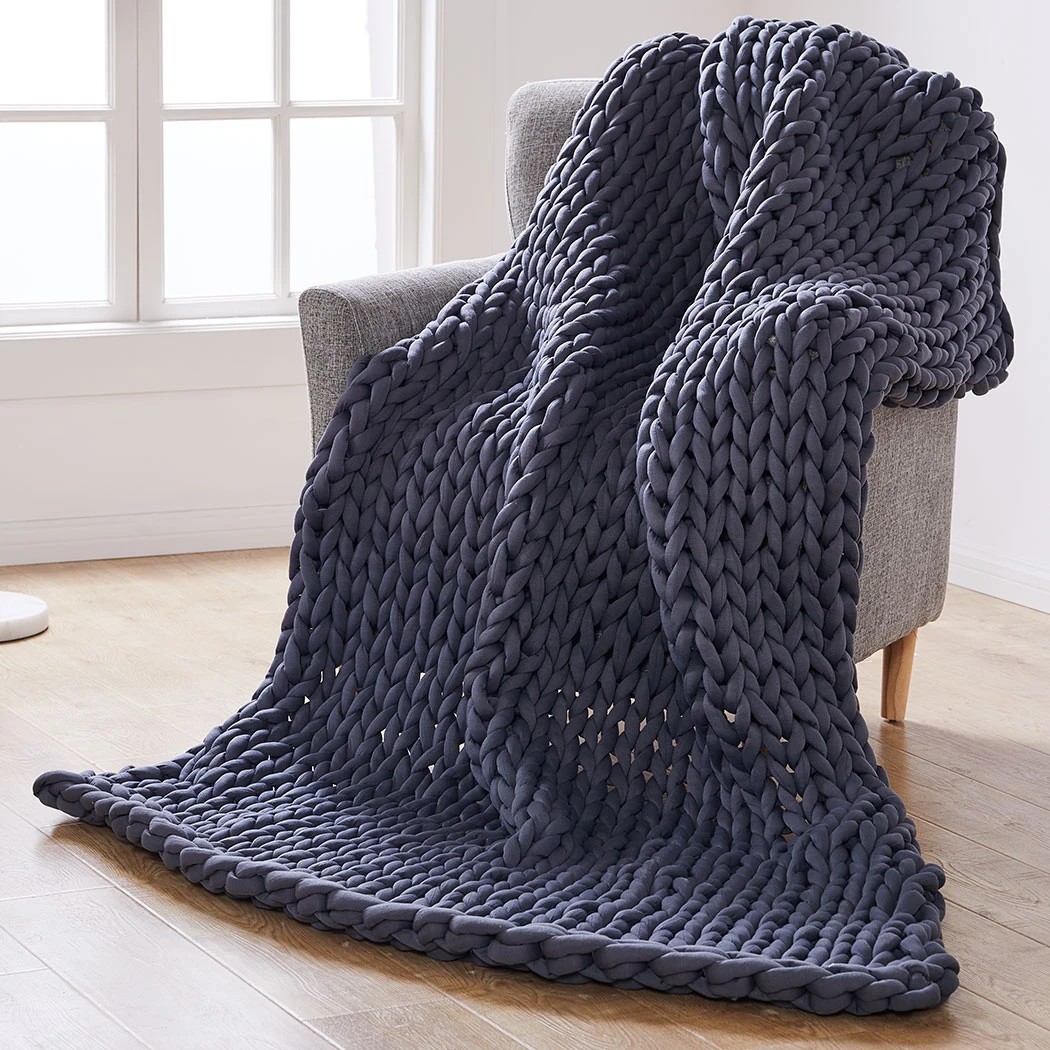 8 Dreamz 9Kg Knitted Weighted Blanket - Queen Bed - Grey, 8 of 9