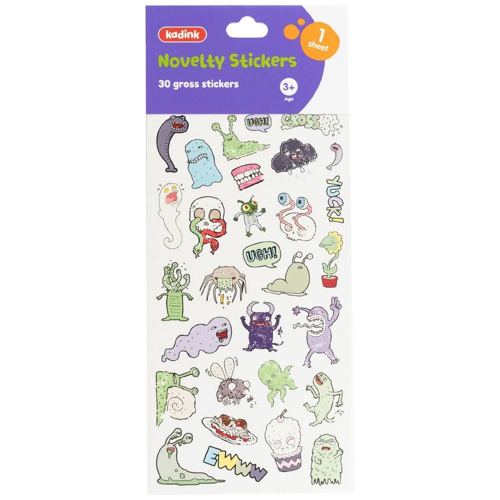 1 Kadink Paper Sticker Sheet Gross Creatures Design, 1 of 1