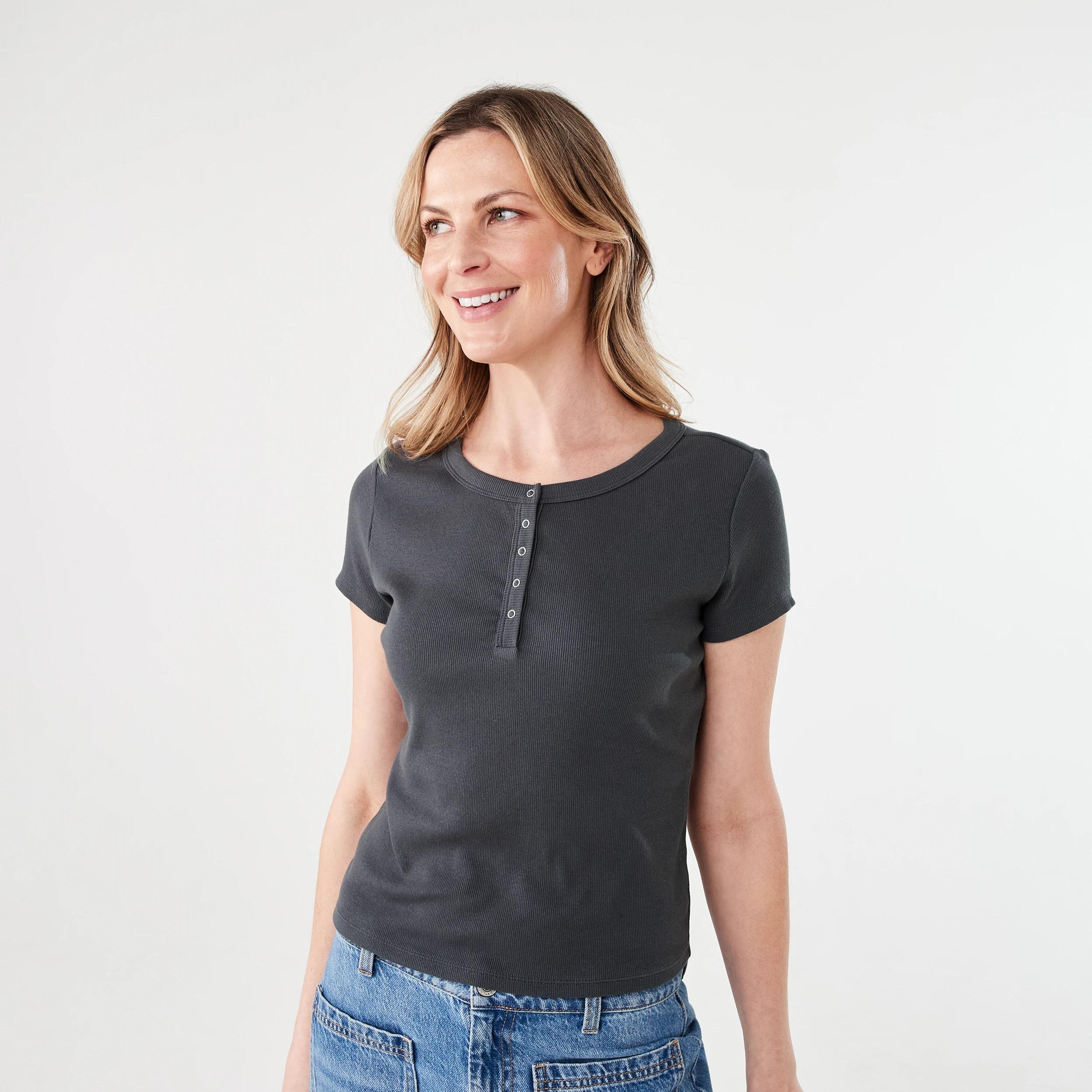 1 Short Sleeve Rib Henley T-shirt NINE IRON, 1 of 6