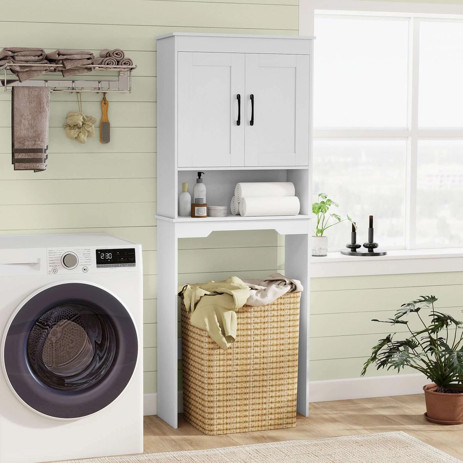 2 Costway Over Toilet Storage Cabinet Adjustable Bathroom Rack Space Saver, 2 of 4