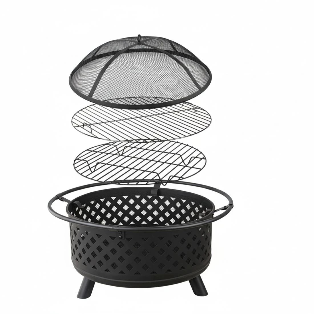 5 Grillz Fire Pit BBQ Grill 76cm - Black, 5 of 7