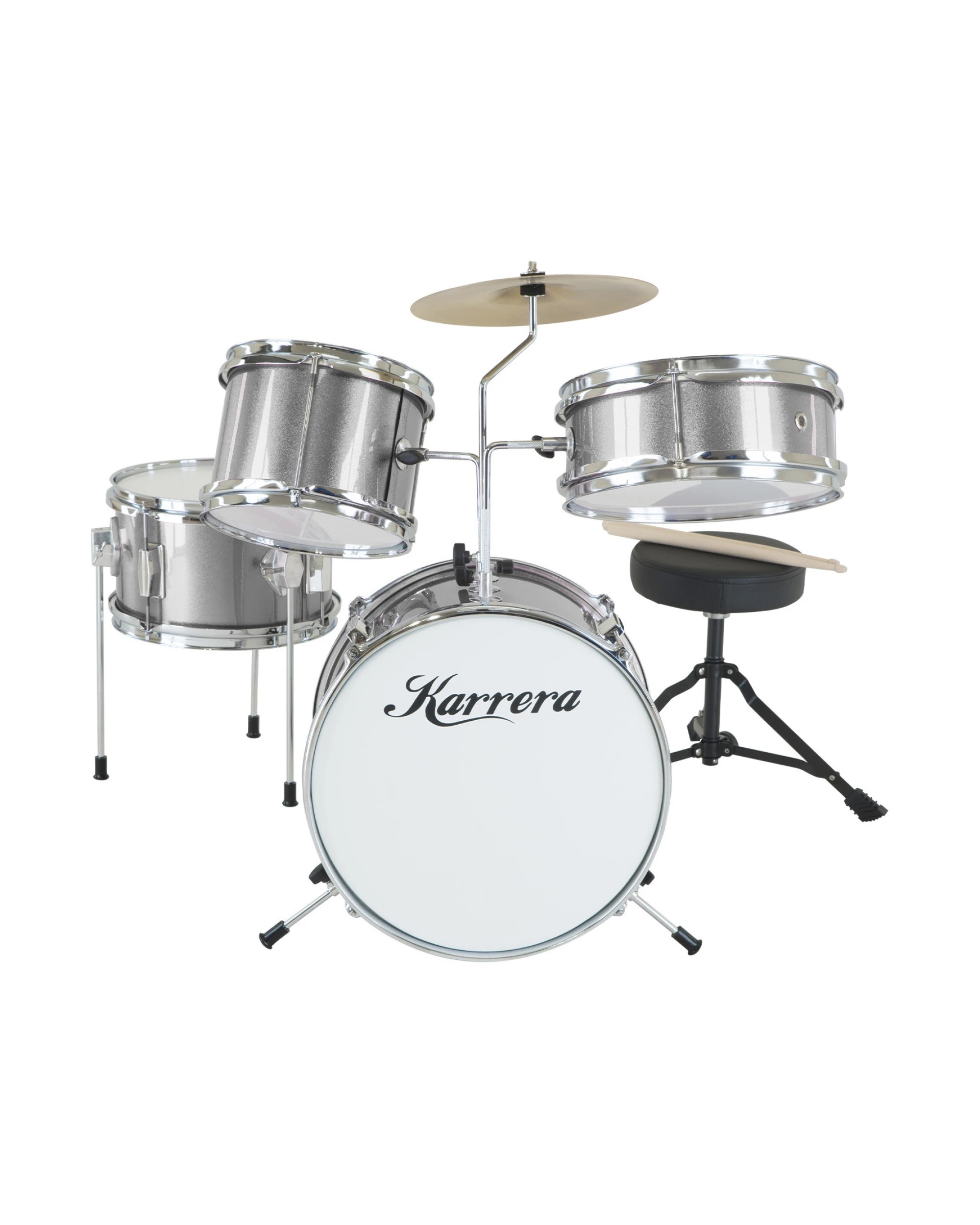 1 Karrera Kids 4pc Drum Set Kit in Silver - Silver, 1 of 6