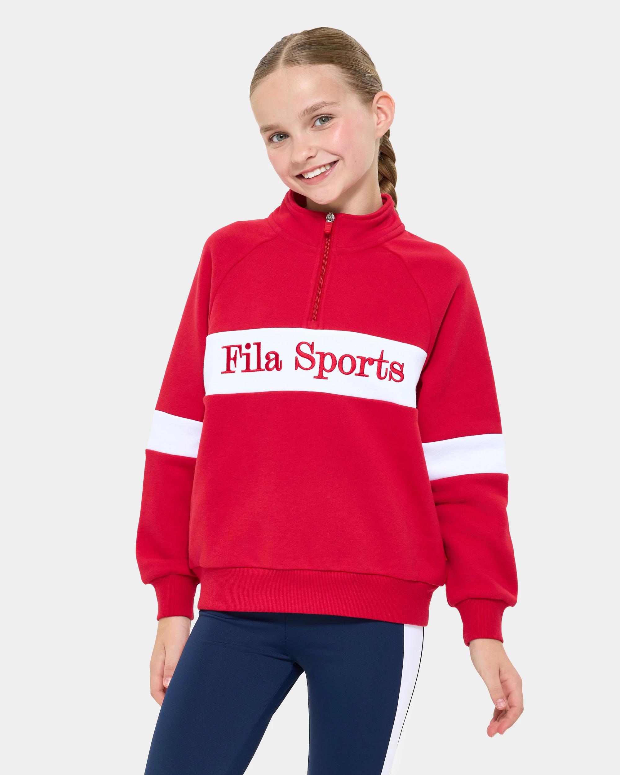 1 Fila Kids Quarter-Zip Fleece Jumper RED, 1 of 6