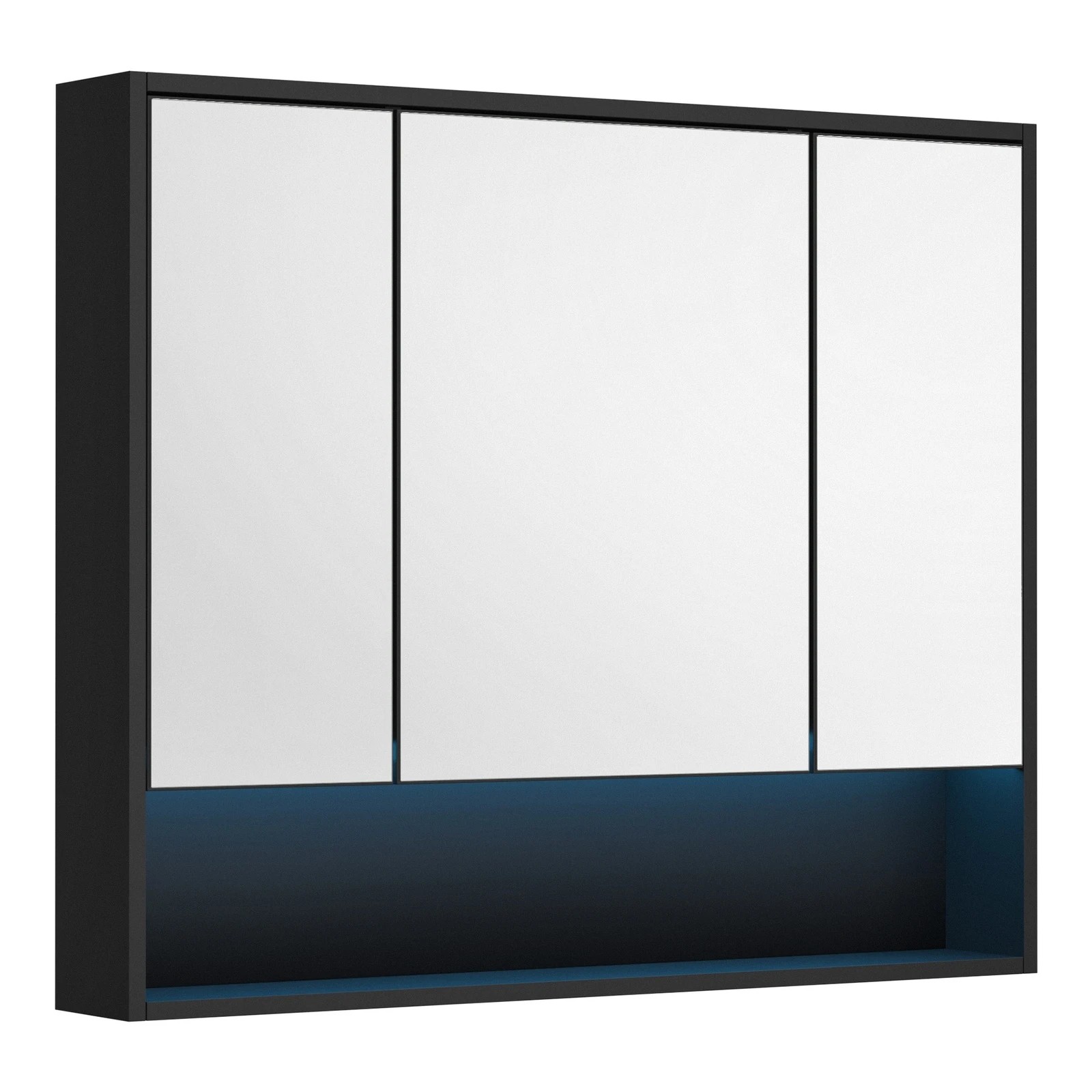 5 Welba Bathroom Mirror Cabinet Storage 900x750mm - Black, 5 of 7