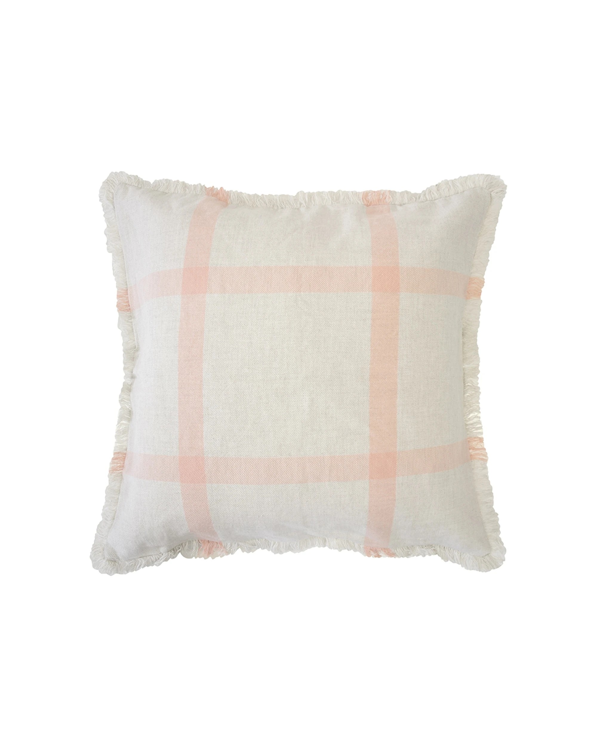 1 Bambury Stewart Checked Cotton  Square Cushion Papaya - Orange, 1 of 3