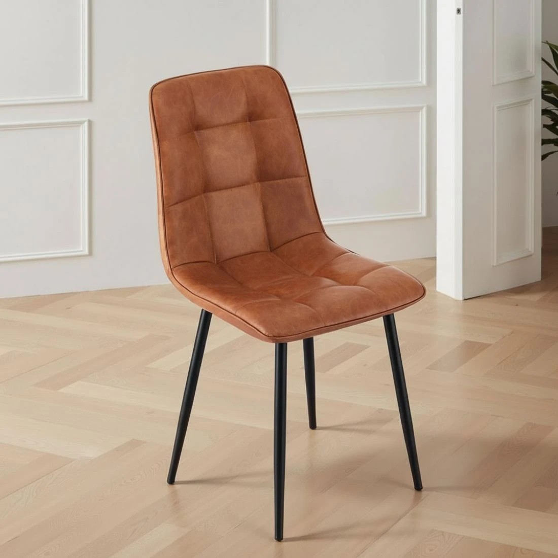 3 Artiss 4x Dining Chairs Retro PU Leather Kitchen Lounge Cafe Accent Chair - Brown, 3 of 5