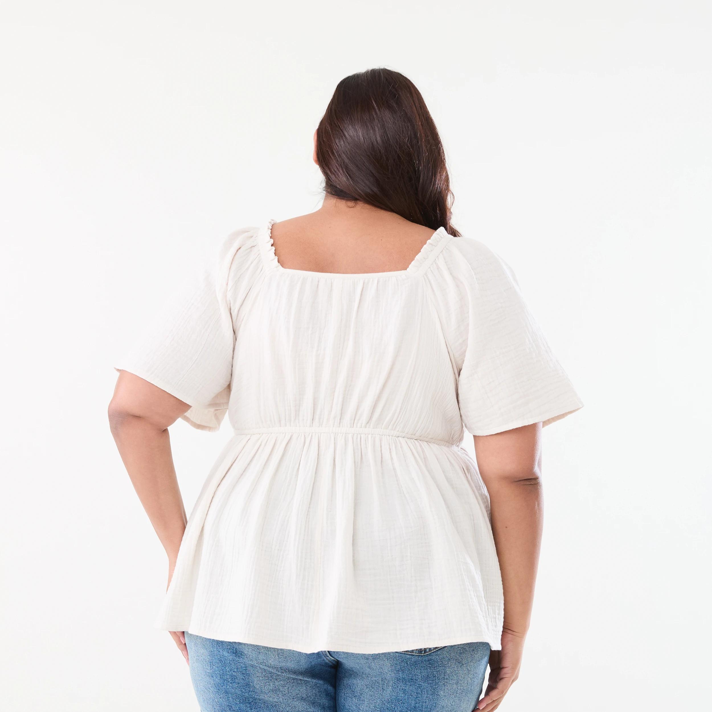 3 Curve Flutter Sleeve Tie Top Nat Beige, 3 of 5