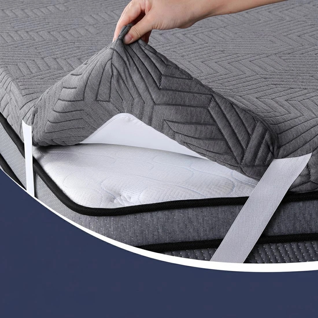 8 Giselle 8cm Memory Foam Mattress Topper Gel Dual Layer Foam Bamboo Single - Single Bed - Grey, 8 of 9