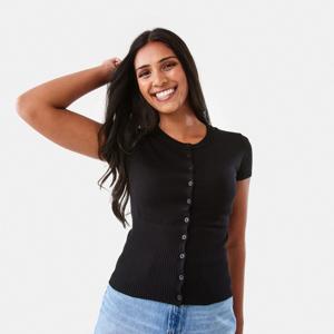 Short Sleeve Longline Button Up Top