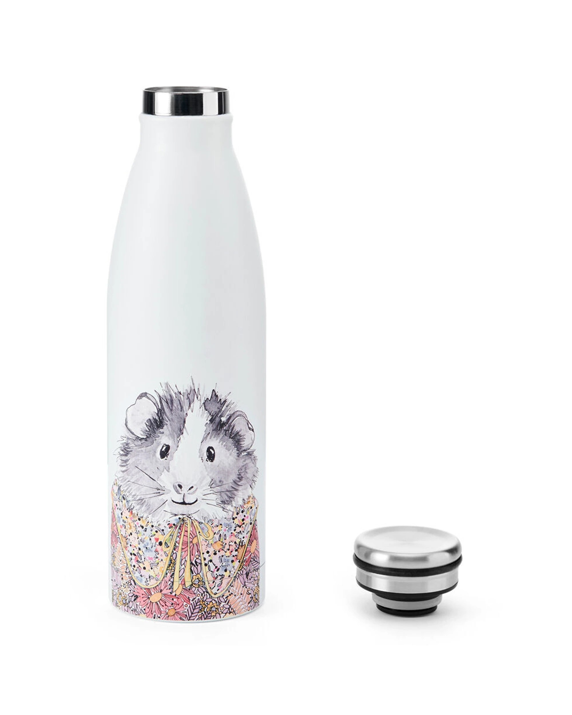 4 Mikasa 2PK Guinea Pig Themed Sleeved Insulated Water Bottle Vacuum Insulated 500mL - White, 4 of 5