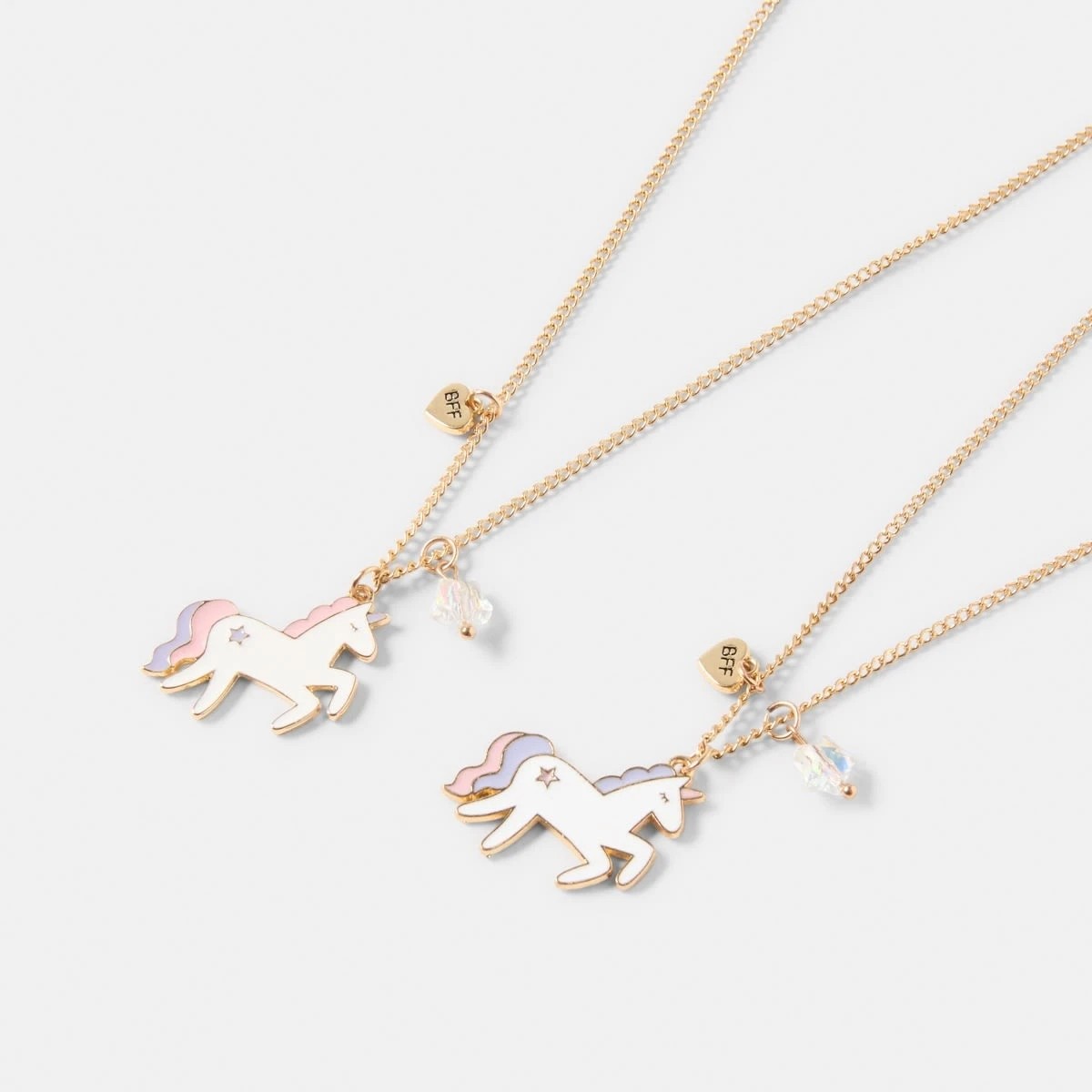 2 2 Pack BFF Unicorn Necklace - Pink, Purple, White and Gold Tone, 2 of 3