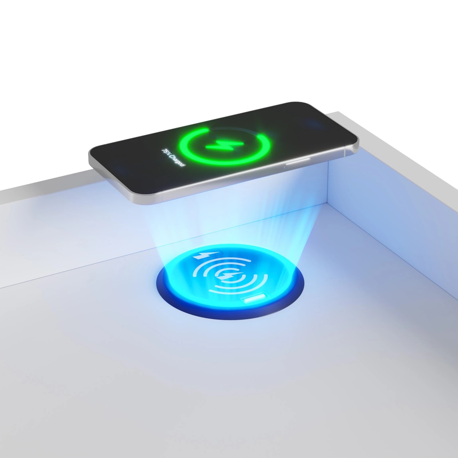 3 Advwin Bedside Table Wireless Charging Station Led Lights 2 Drawers Storage
 - White, 3 of 8