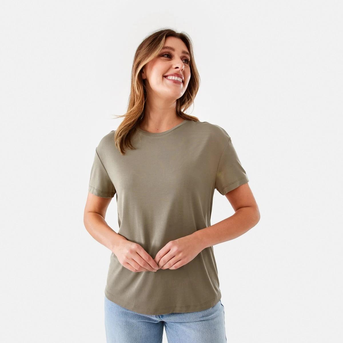 1 Short Sleeve Drape T-shirt Pave Grey, 1 of 6