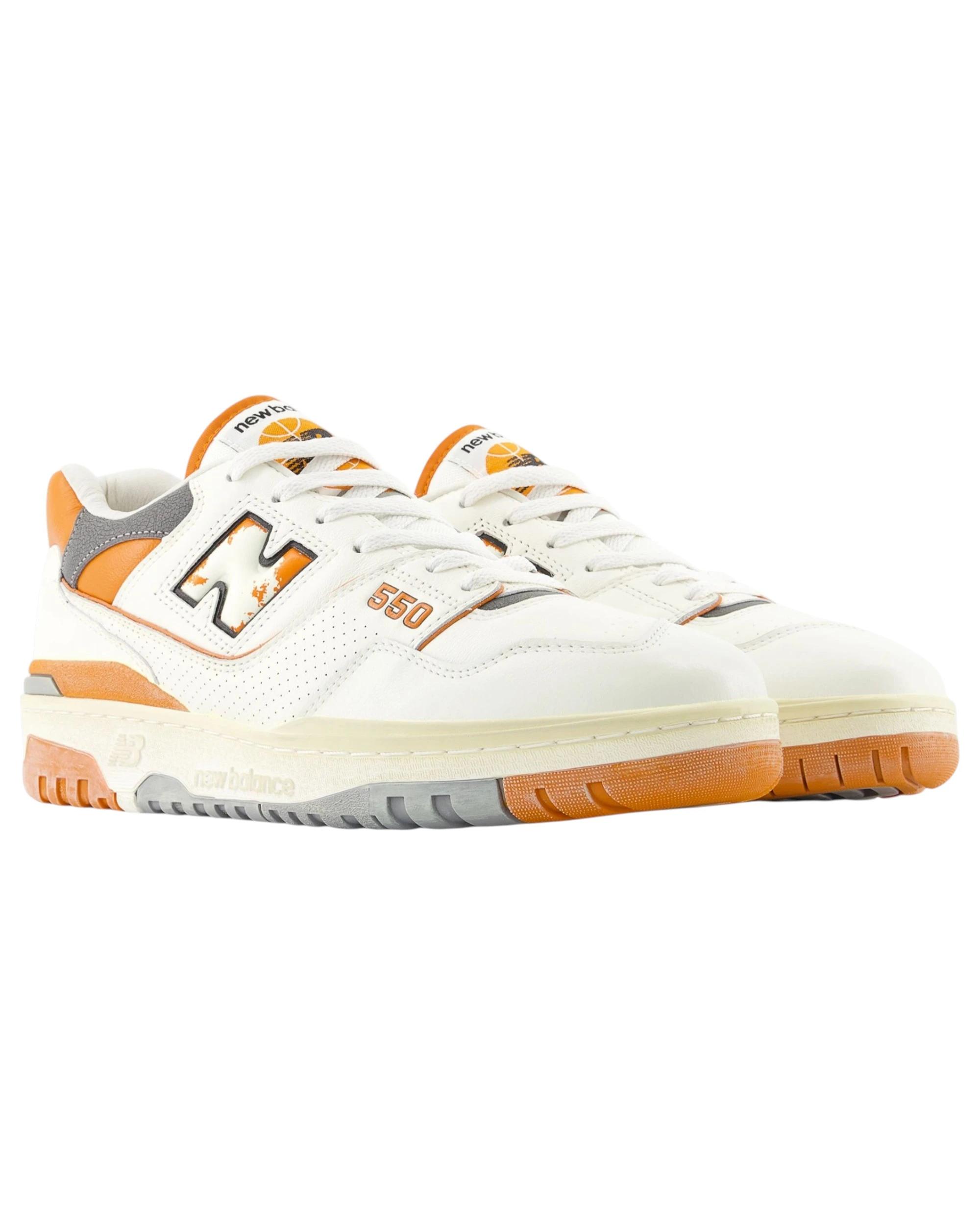 4 New Balance Mens 550 White/ Orange Athletic Shoes WHITE/ORANGE, 4 of 5