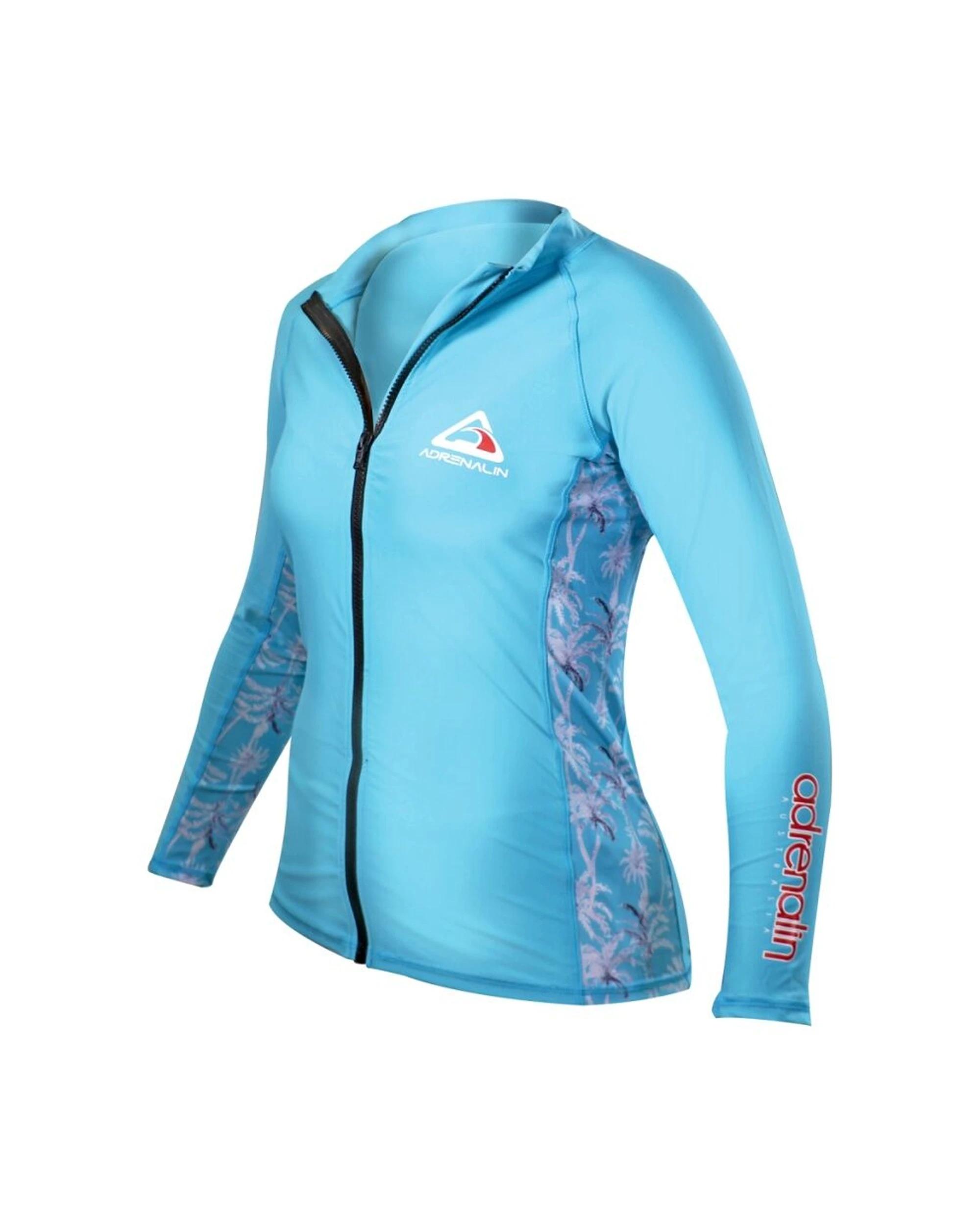 1 Adrenalin Beach Womens Full Zip Rashie Swim/Surf UPF50+ Sun - 12 - Charcoal BLUE, 1 of 1