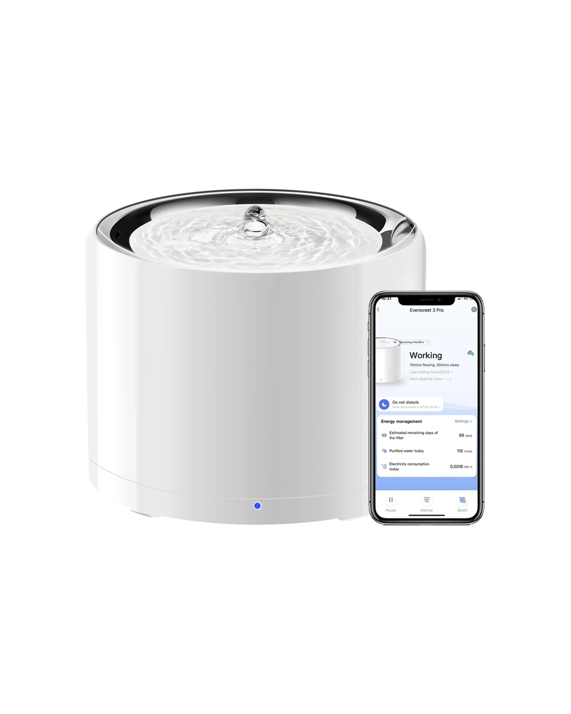 2 Petkit Eversweet 3 Pro Wireless Smart Drinking Fountain 1.8L 304 Stainless - Silver, 2 of 3