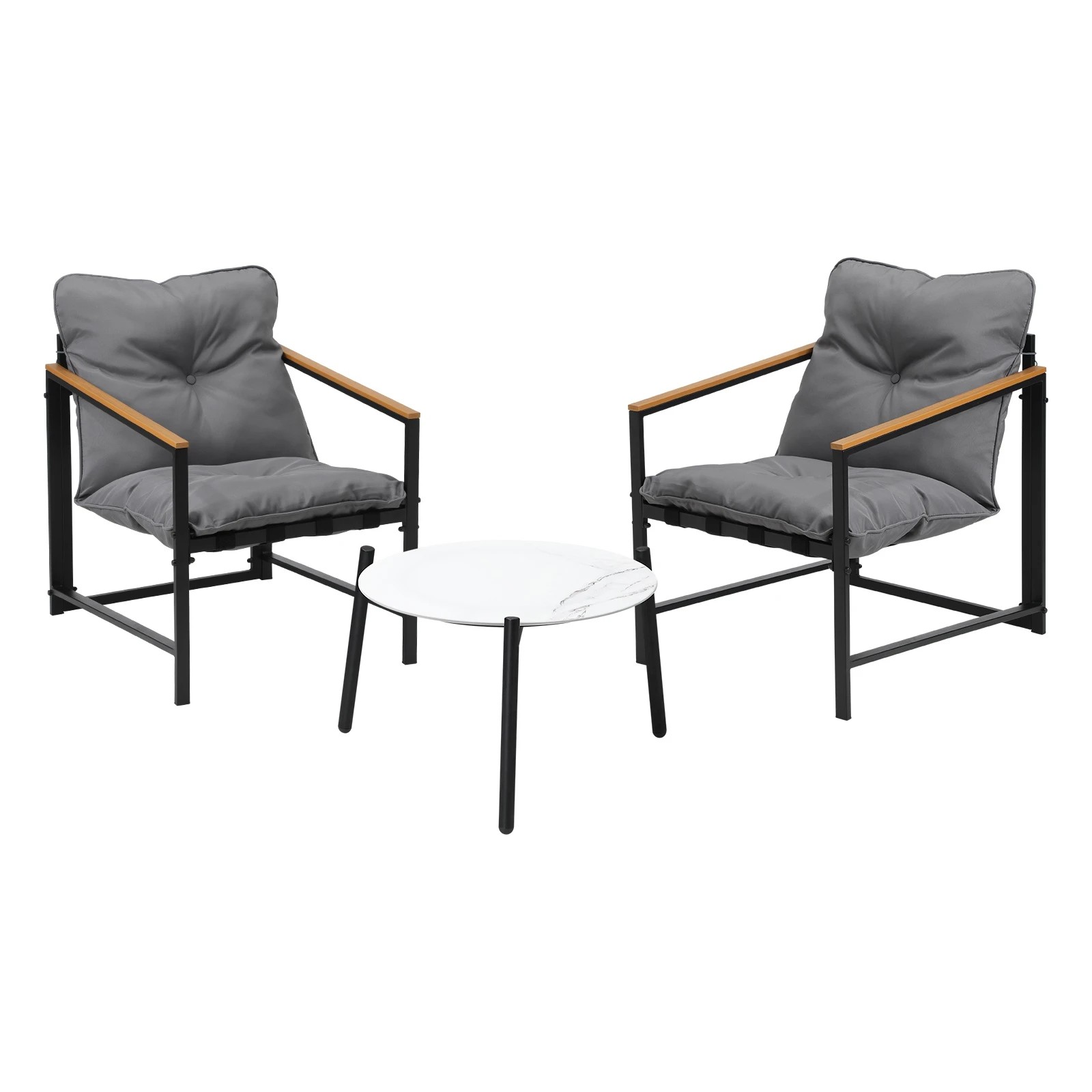 1 Livsip 3pc Outdoor Patio Furniture Set Bistro Sets 50cm Round Marble Table
 - Multi, 1 of 10