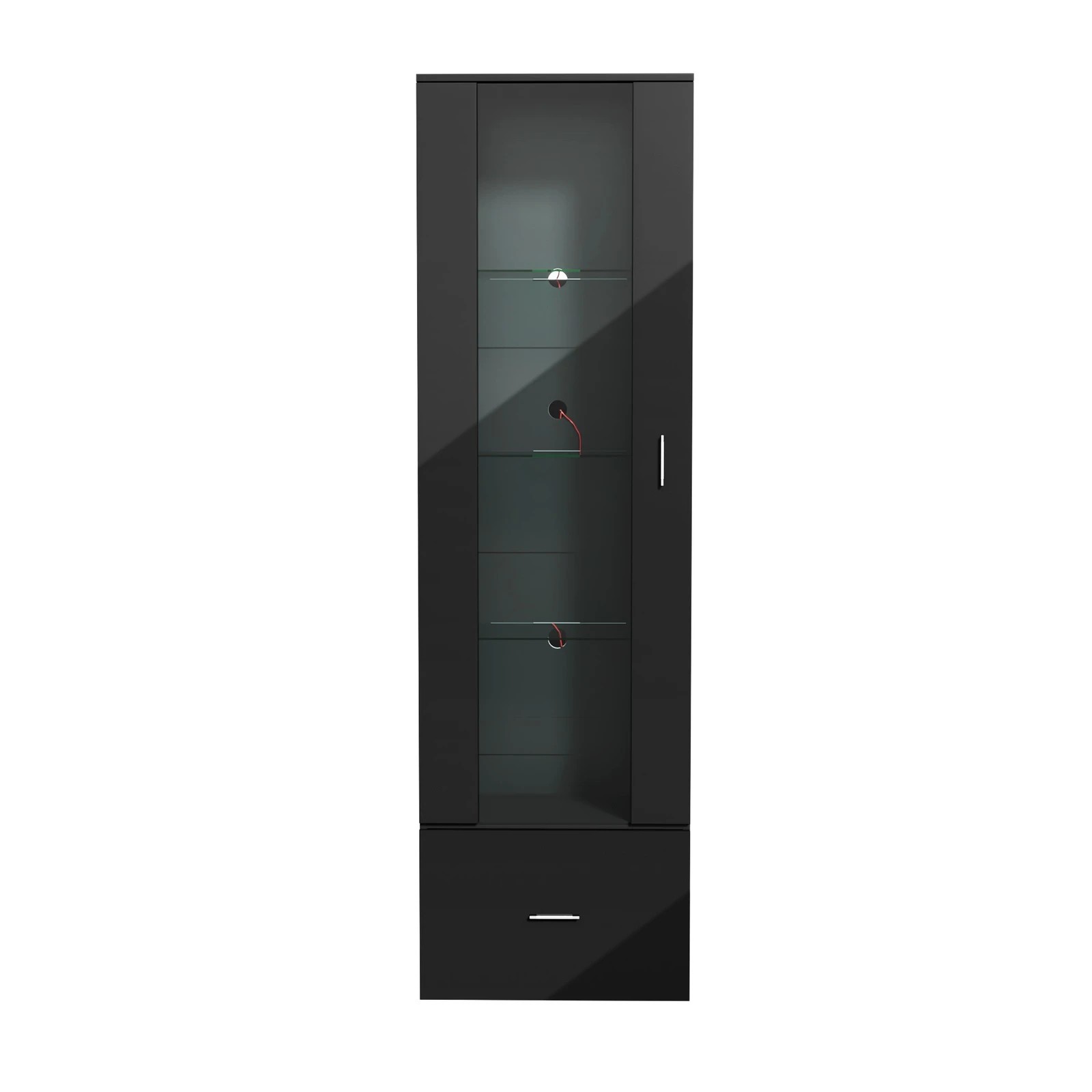 6 Oikiture Display Cabinet Buffet Sideboard LED Light Cupboard- Black, 6 of 10