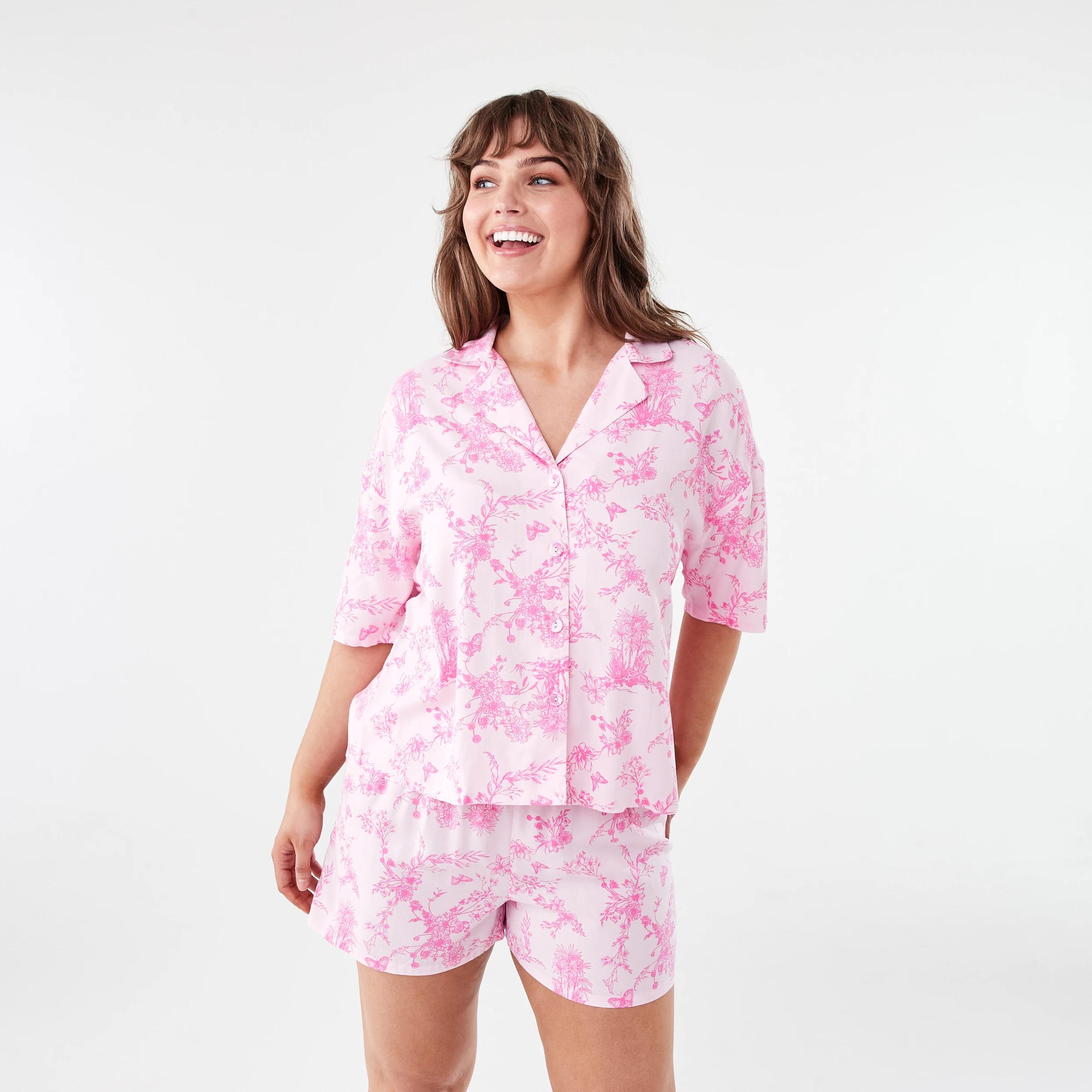 1 Short Sleeve Top and Shorts Woven Boxy Pyjama Set TROP TOILE BALLERINA, 1 of 7