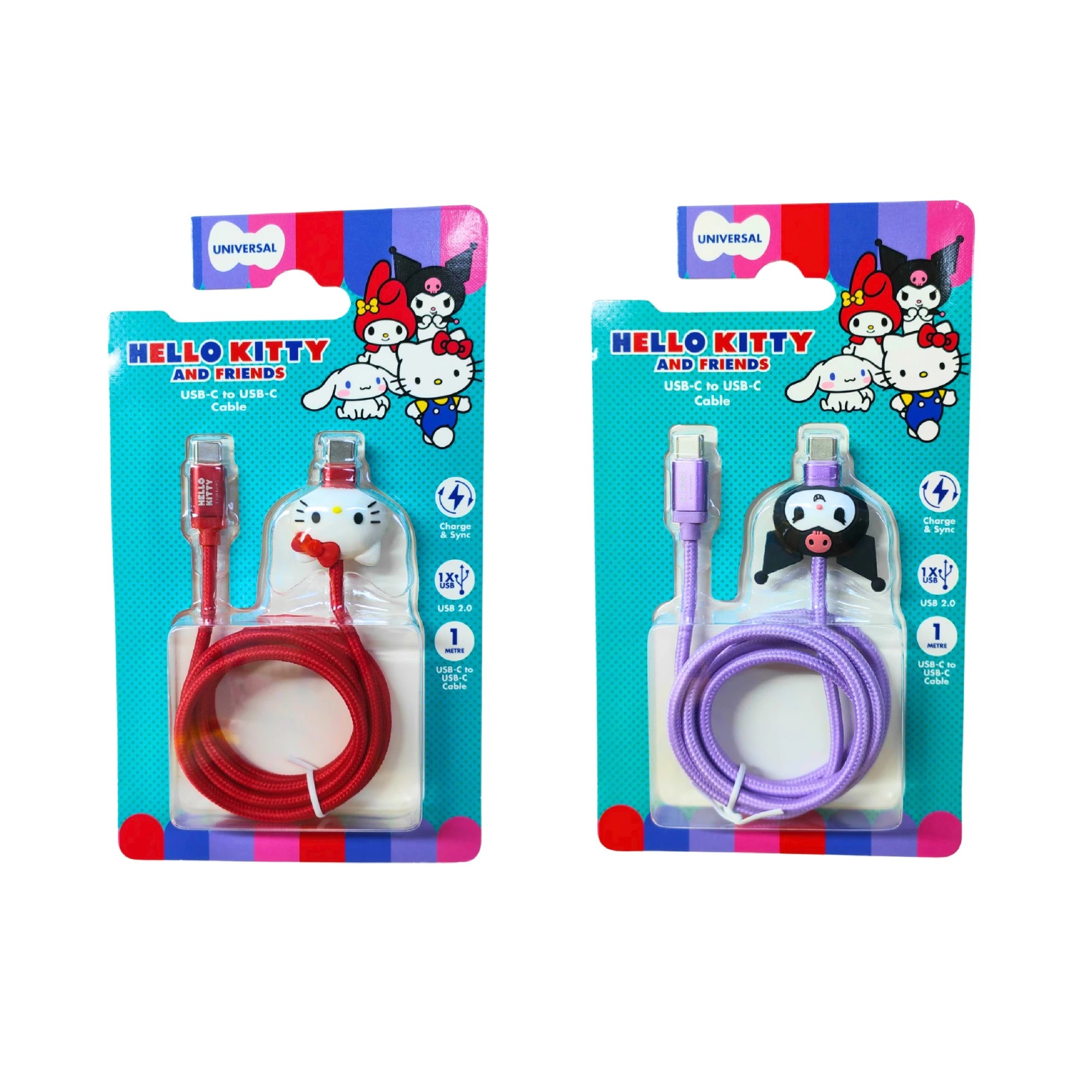 1 Hello Kitty and Friends USB-C to USB-C Charging Cable - Assorted