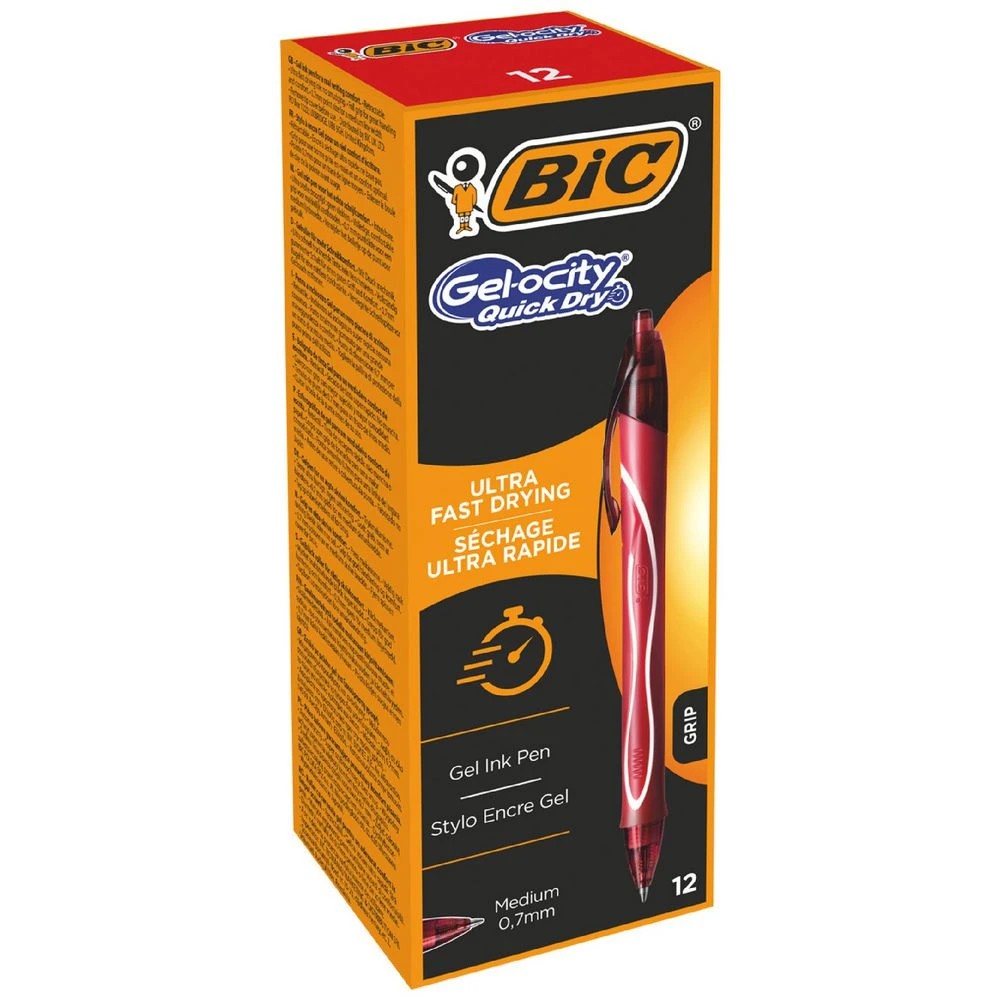 1 Bic Gelocity Quick Dry Gel Pen 0.7mm Red 12 Pack, 1 of 6