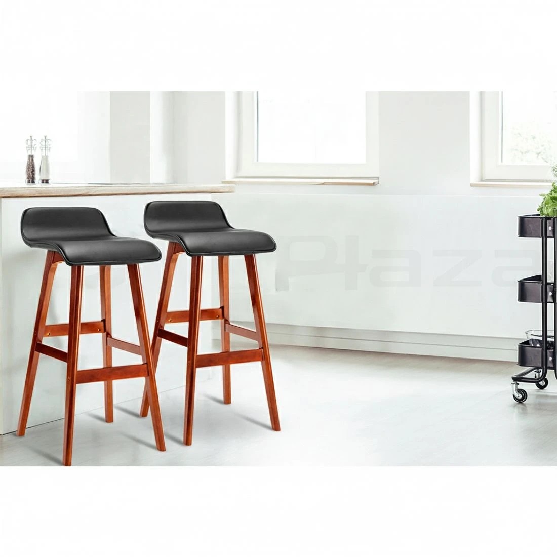 5 Artiss 4x Bar Stools Wooden Stool - Black, 5 of 6