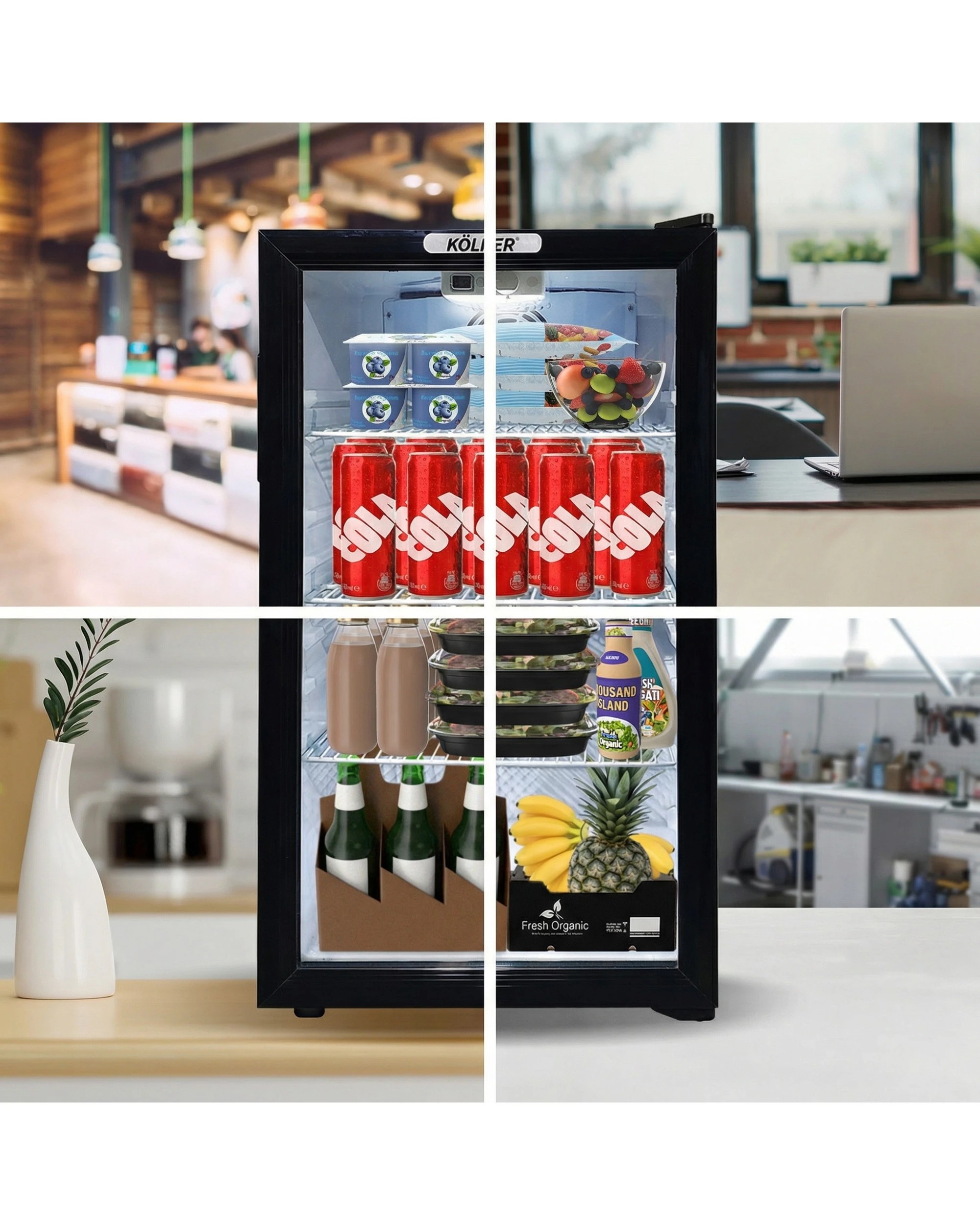 7 Kolner 100L Mini Bar Wine Fridge Glass Door Beverage Cooler Drinks Refrigerator - Black, 7 of 7