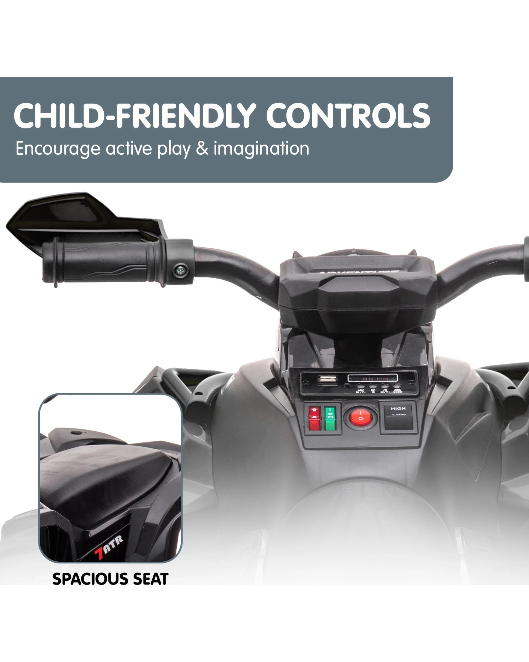 2 Kahuna Gts99 Kids Toy Electric Ride On Quad Bike 50w Atv - Black, 2 of 10