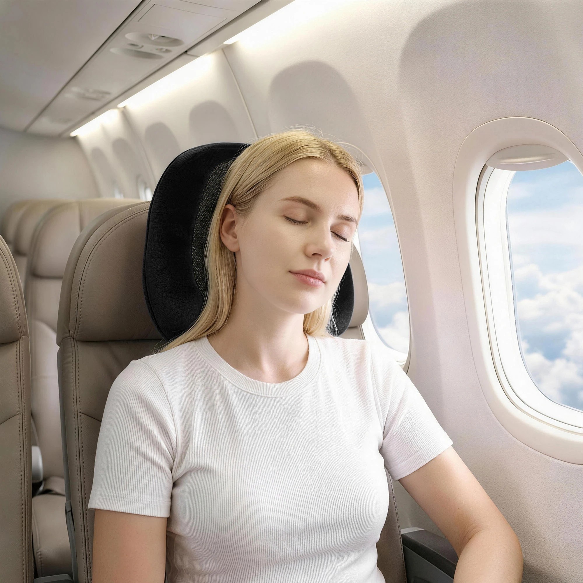 4 Wanderlite Travel Pillow for Airplanes Memory Foam Neck Pillows with Storage Bag - Black, 4 of 5