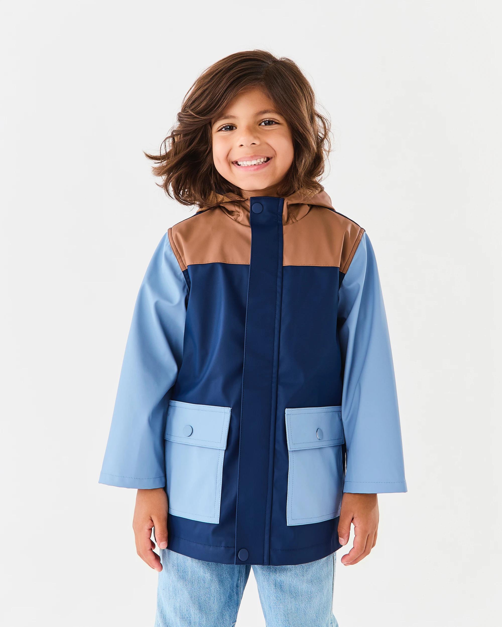 2 Colour Block Rain Jacket Dress Navy, 2 of 7