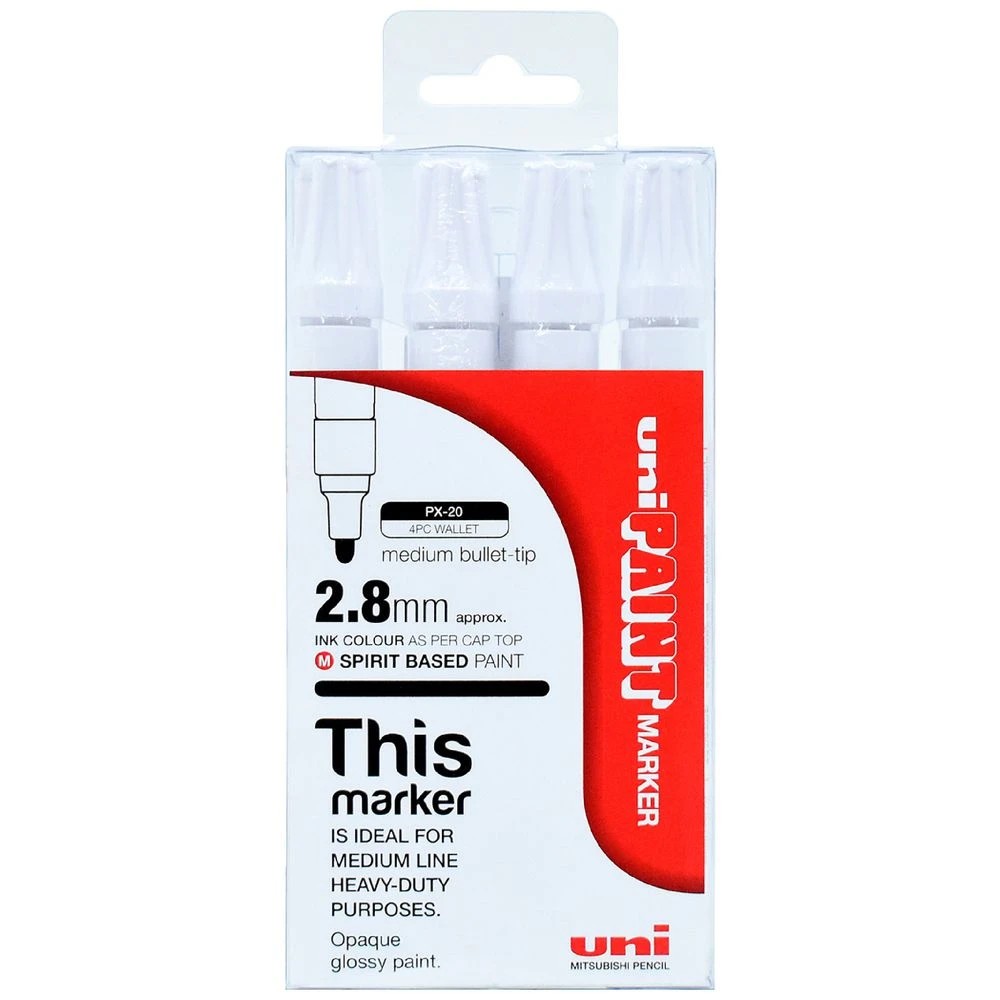 1 Uni PX-20 Paint Marker White 4 Pack, 1 of 2