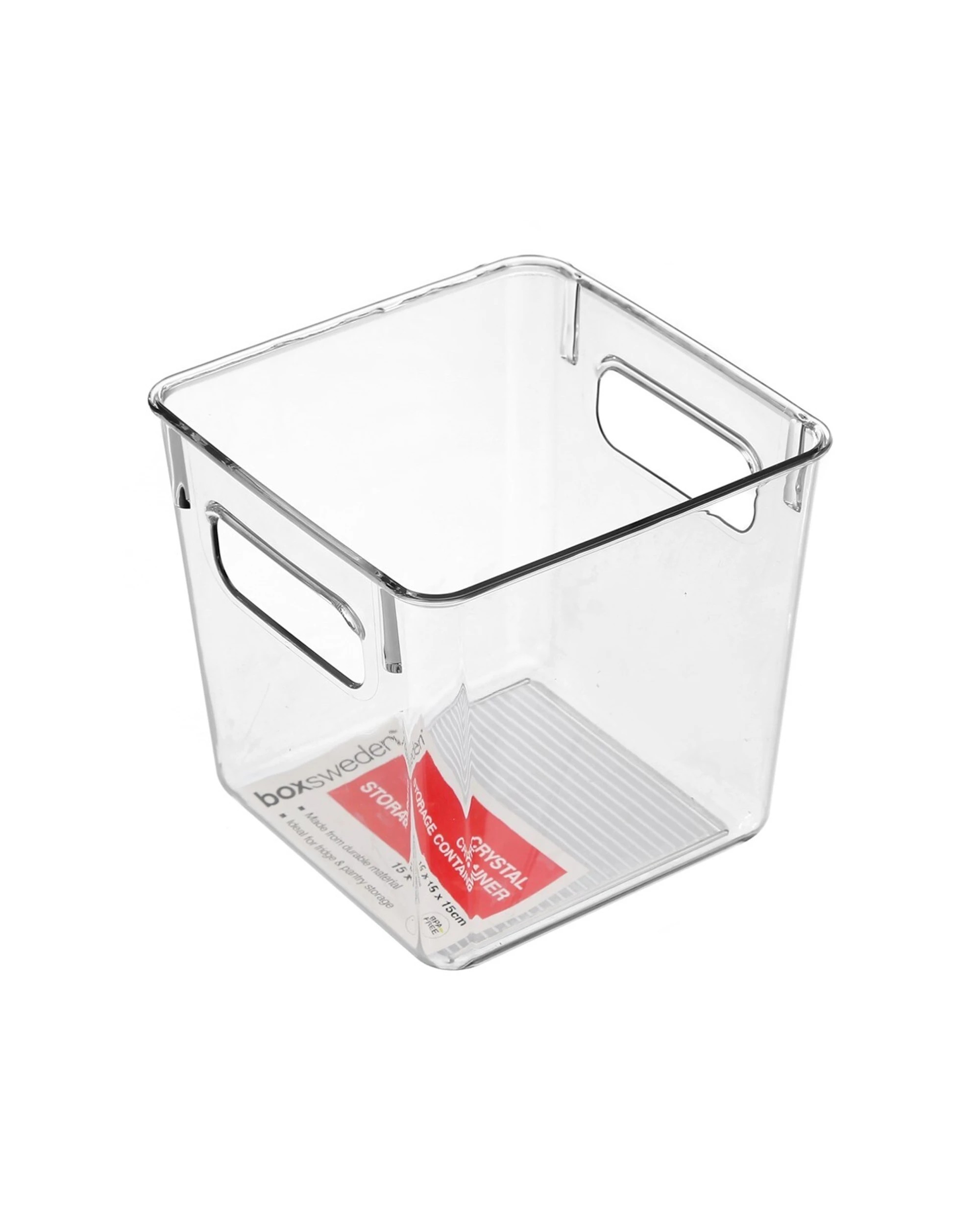 3 Boxsweden 6PK Crystal Square Storage Container Small Handles Durable 15x15x15cm - Plain, 3 of 3