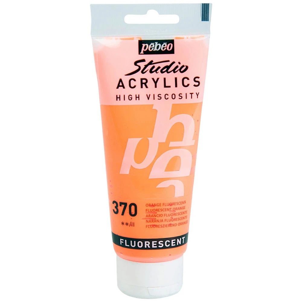 1 Pebeo Studio Acrylic Paint 100mL Fluoro Orange, 1 of 2