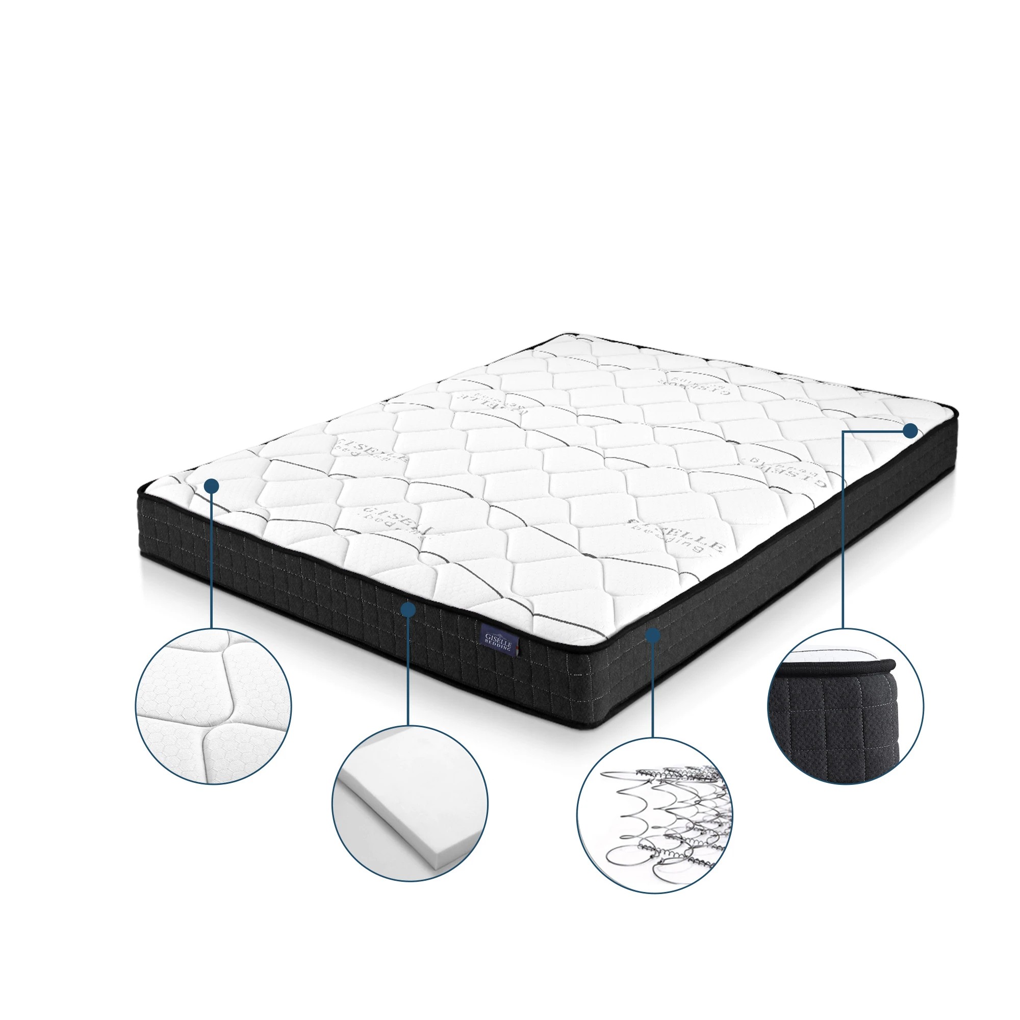 5 Giselle Double Mattress 16cm and Artiss Metal Bed Frame Set for Guest Rooms Studios - Double Bed - Multi, 5 of 9